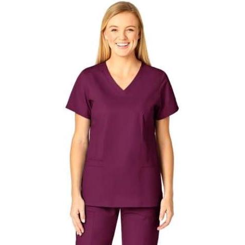 WonderWink Womens Shaped V-Neck Top(Wine)