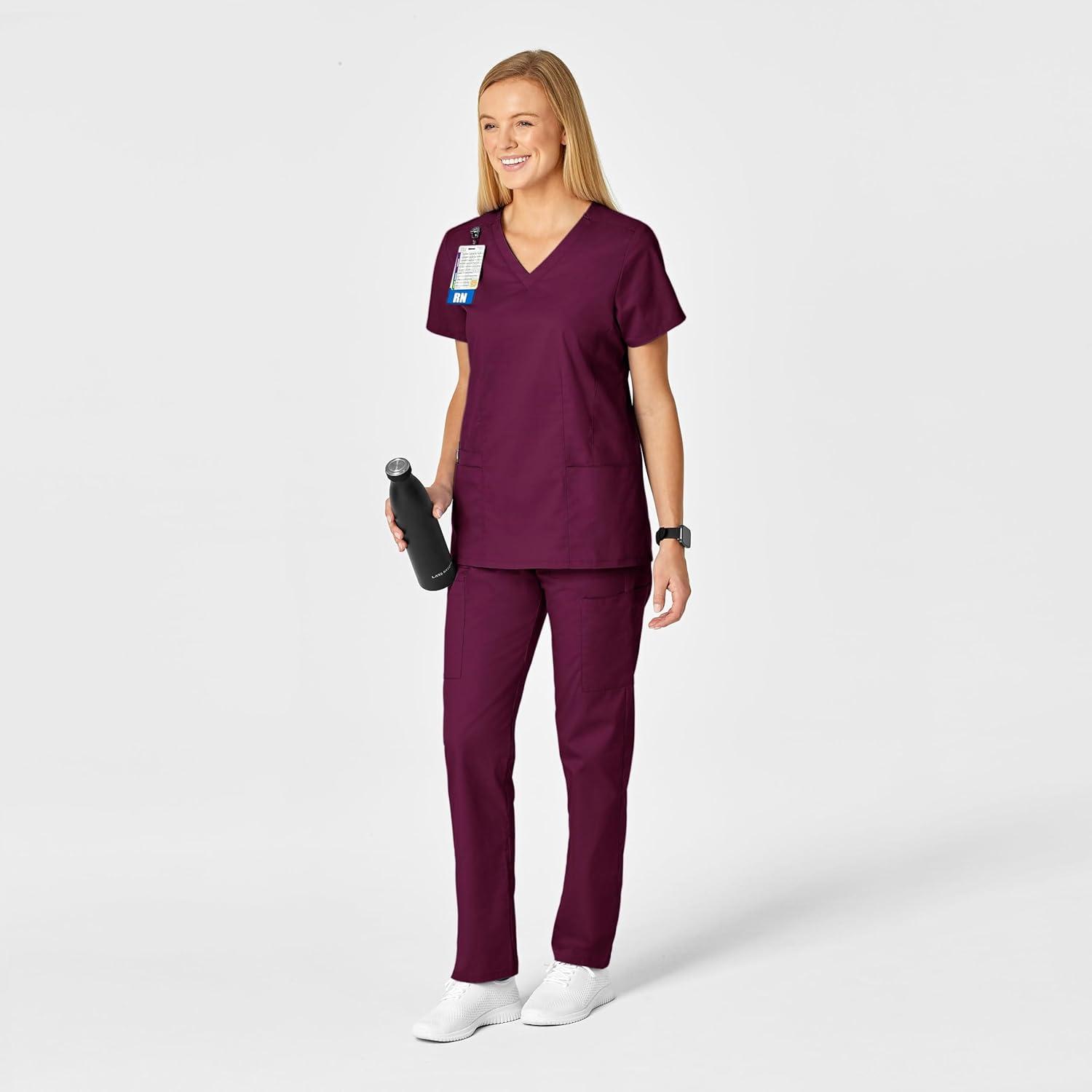 WonderWink Womens Shaped V-Neck Top(Wine)
