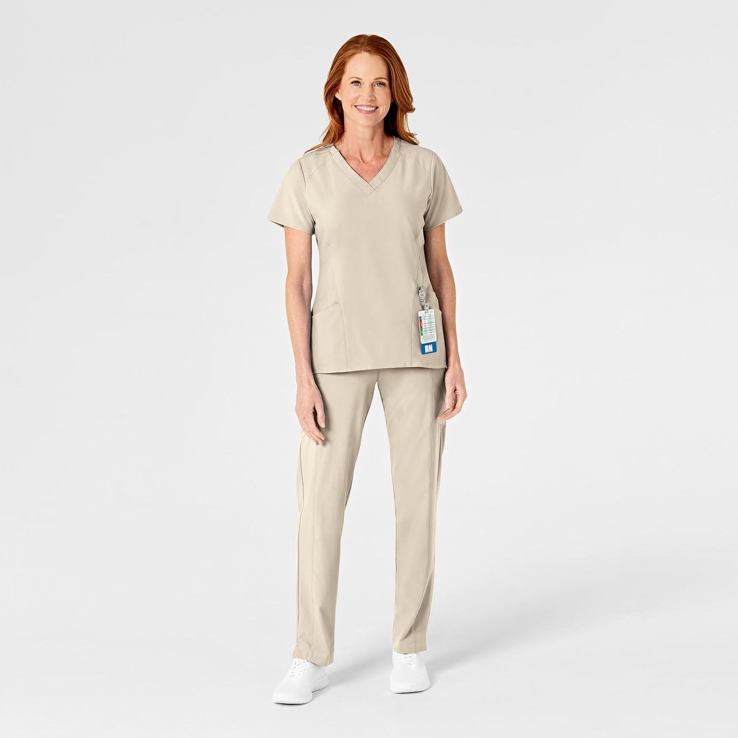 WonderWink womens Women’s Flat Front Cargo Scrub Pant(Khaki)