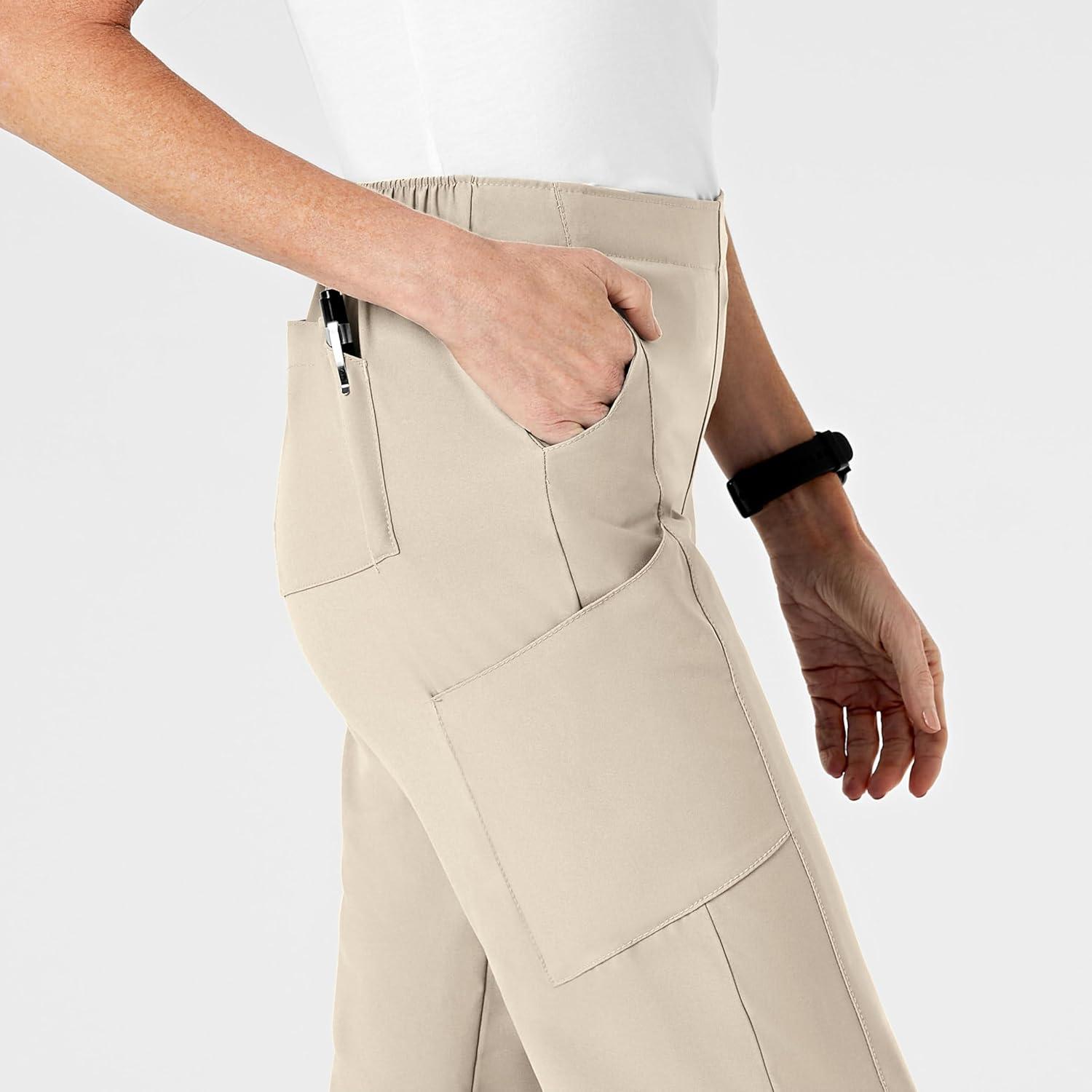 WonderWink womens Women’s Flat Front Cargo Scrub Pant(Khaki)