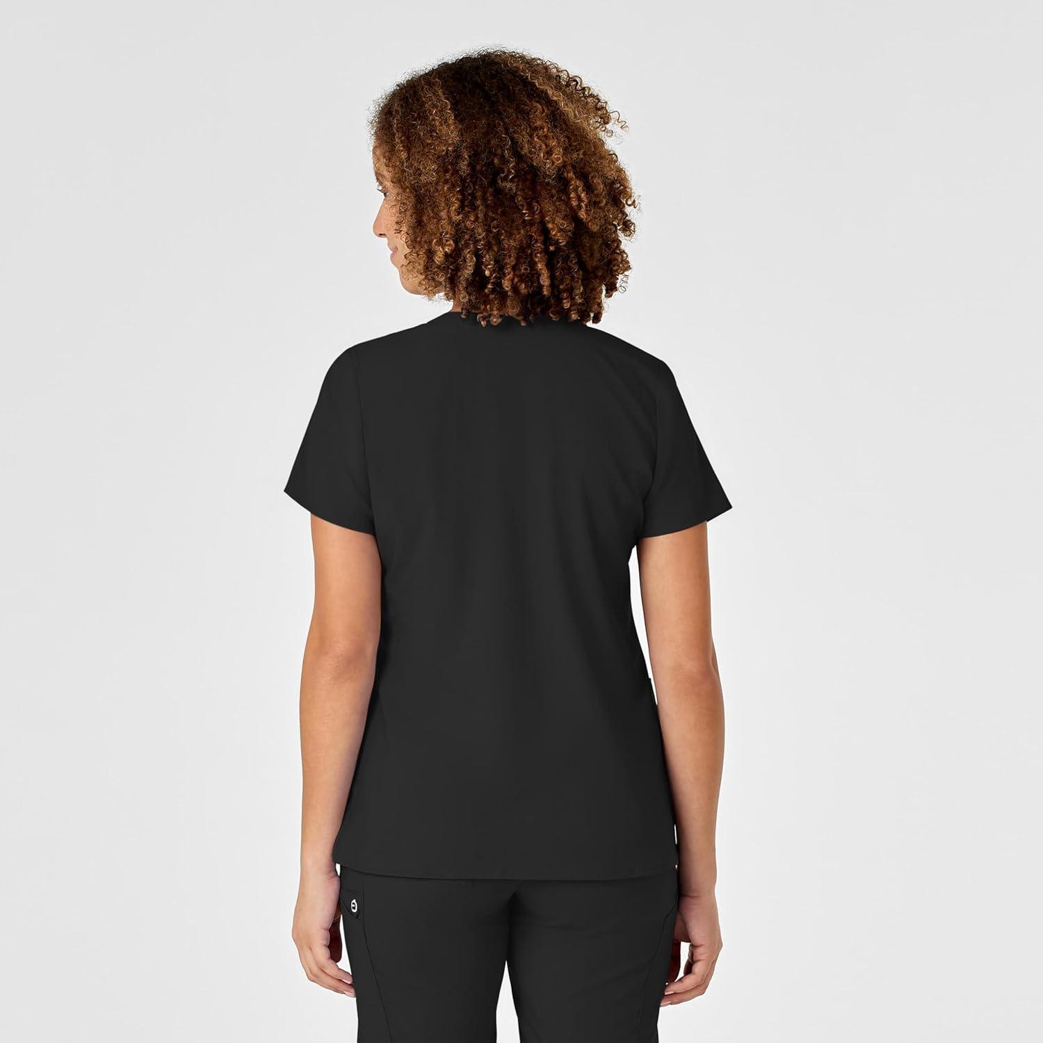 WonderWink Womens Women’s Mock Wrap Scrub Top(Black)