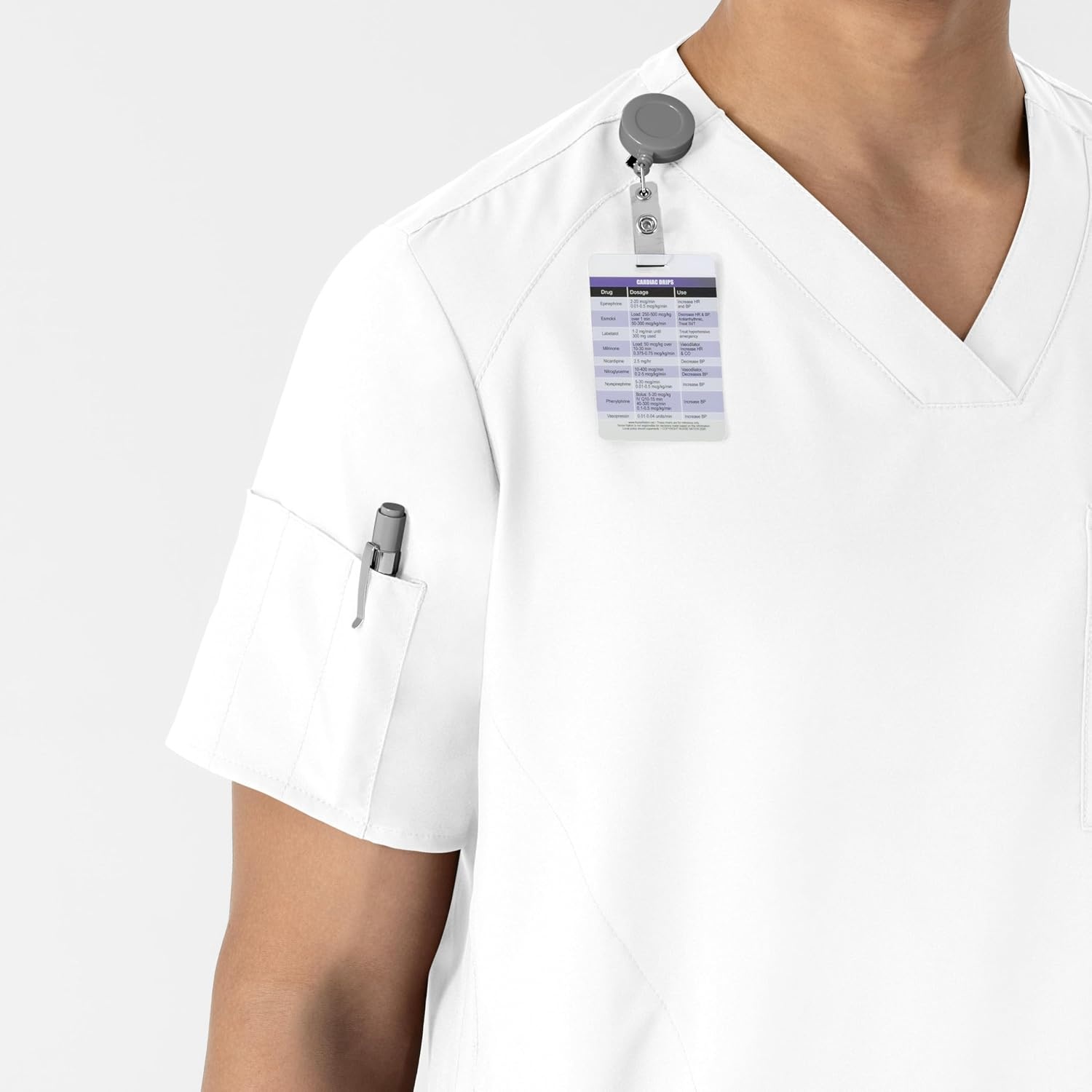 WINK W123 Men’s V-Neck Scrub Top(White)