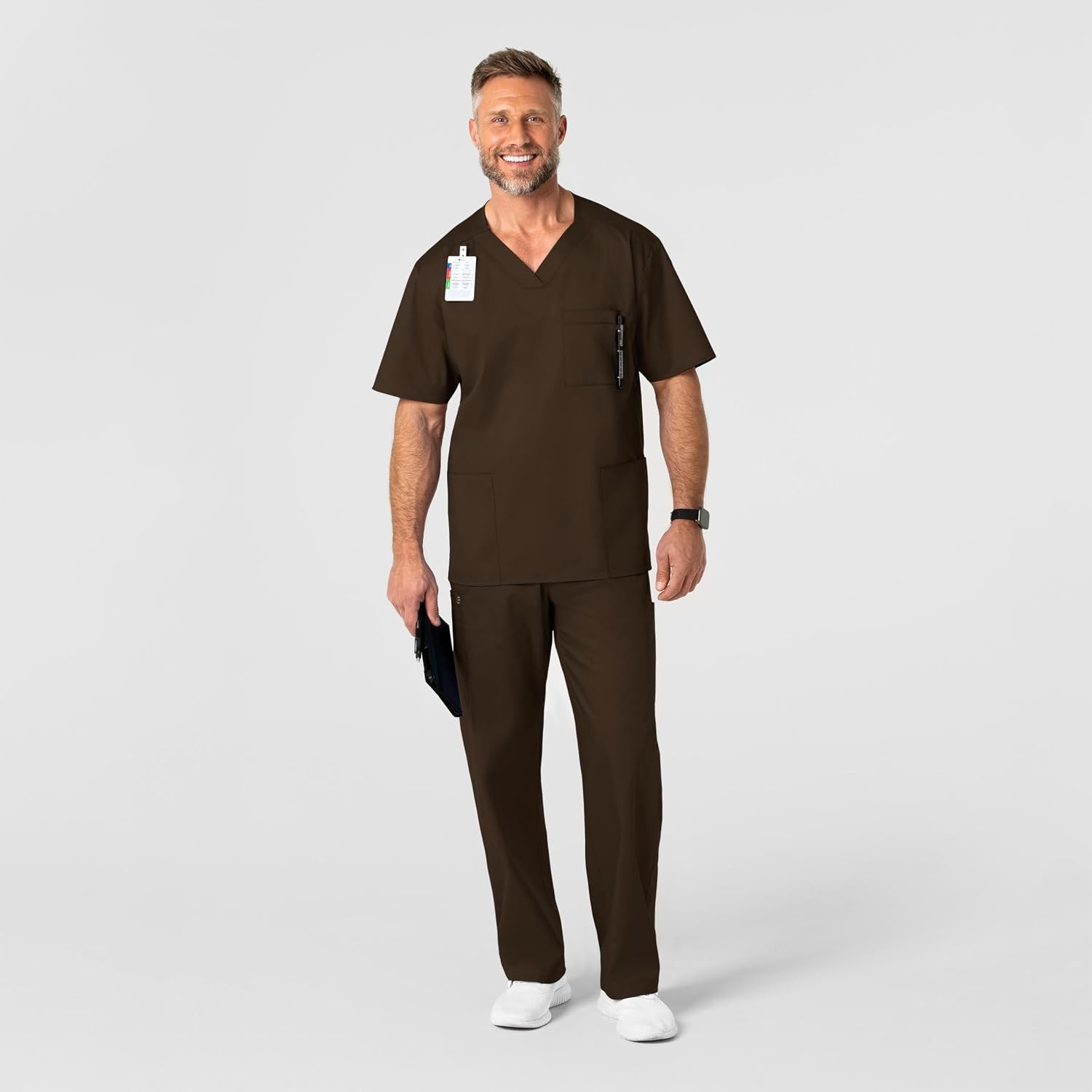 WonderWink Men’s Big Wonderwork Big Men’s V Neck Scrub Top(Chocolate)