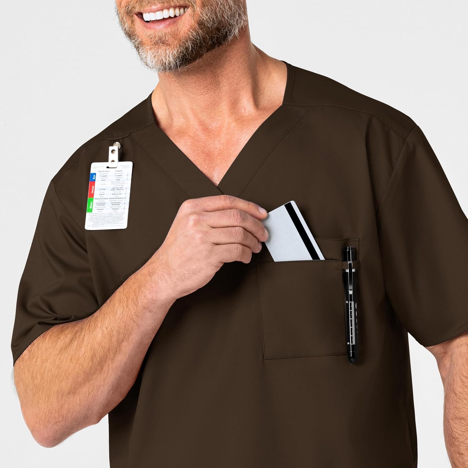 WonderWink Men’s Big Wonderwork Big Men’s V Neck Scrub Top(Chocolate)