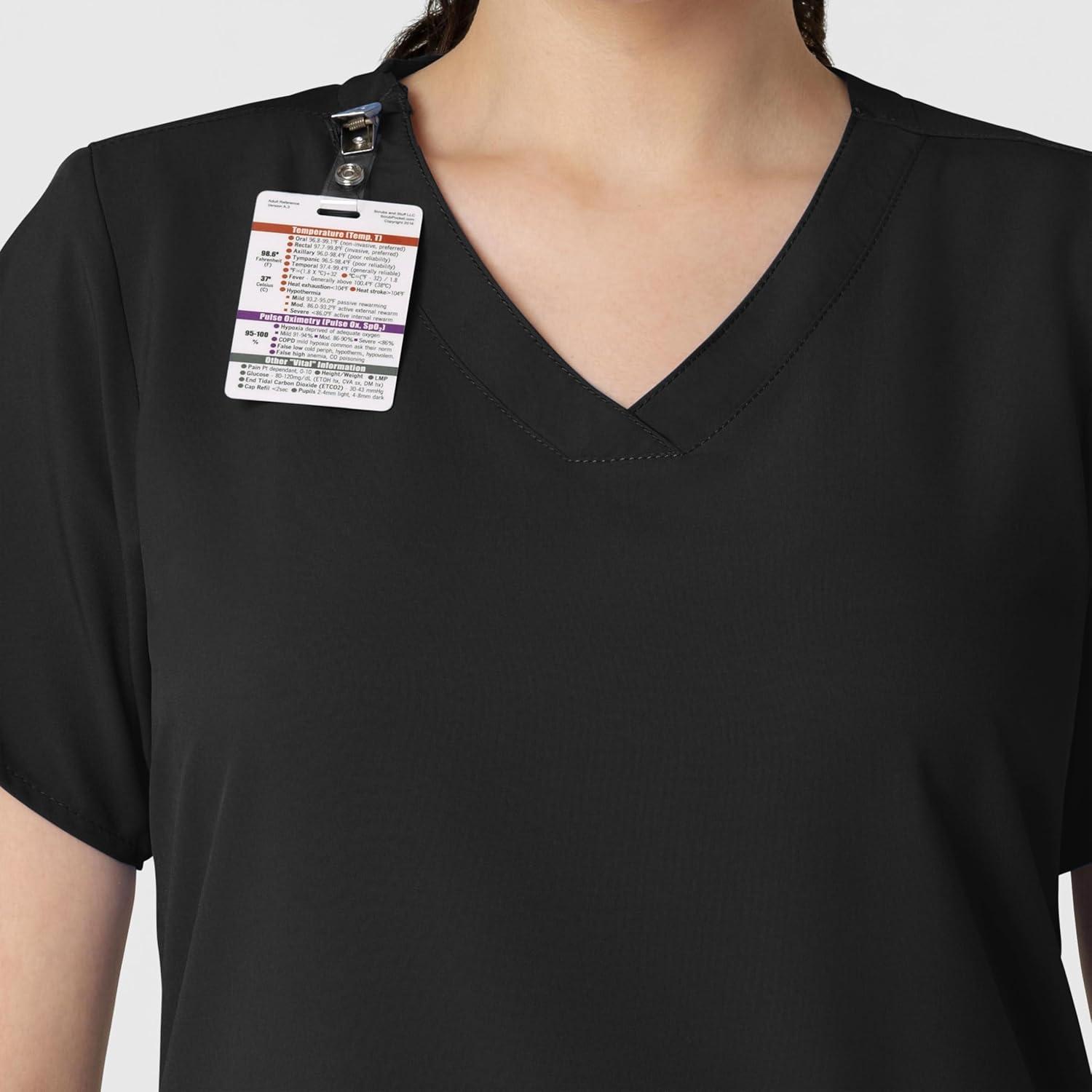 Wink Scrubs for Women, W123, Classic V-Neck Tops with 2 Pockets(Black)