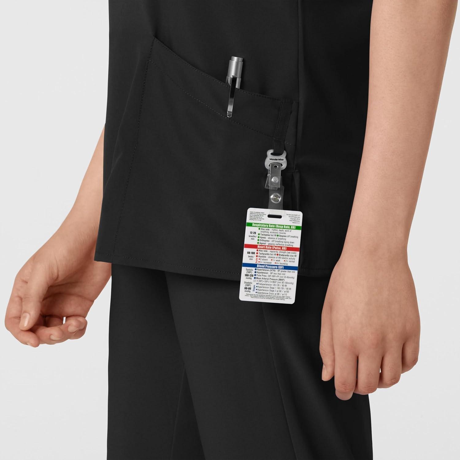 Wink Scrubs for Women, W123, Classic V-Neck Tops with 2 Pockets(Black)