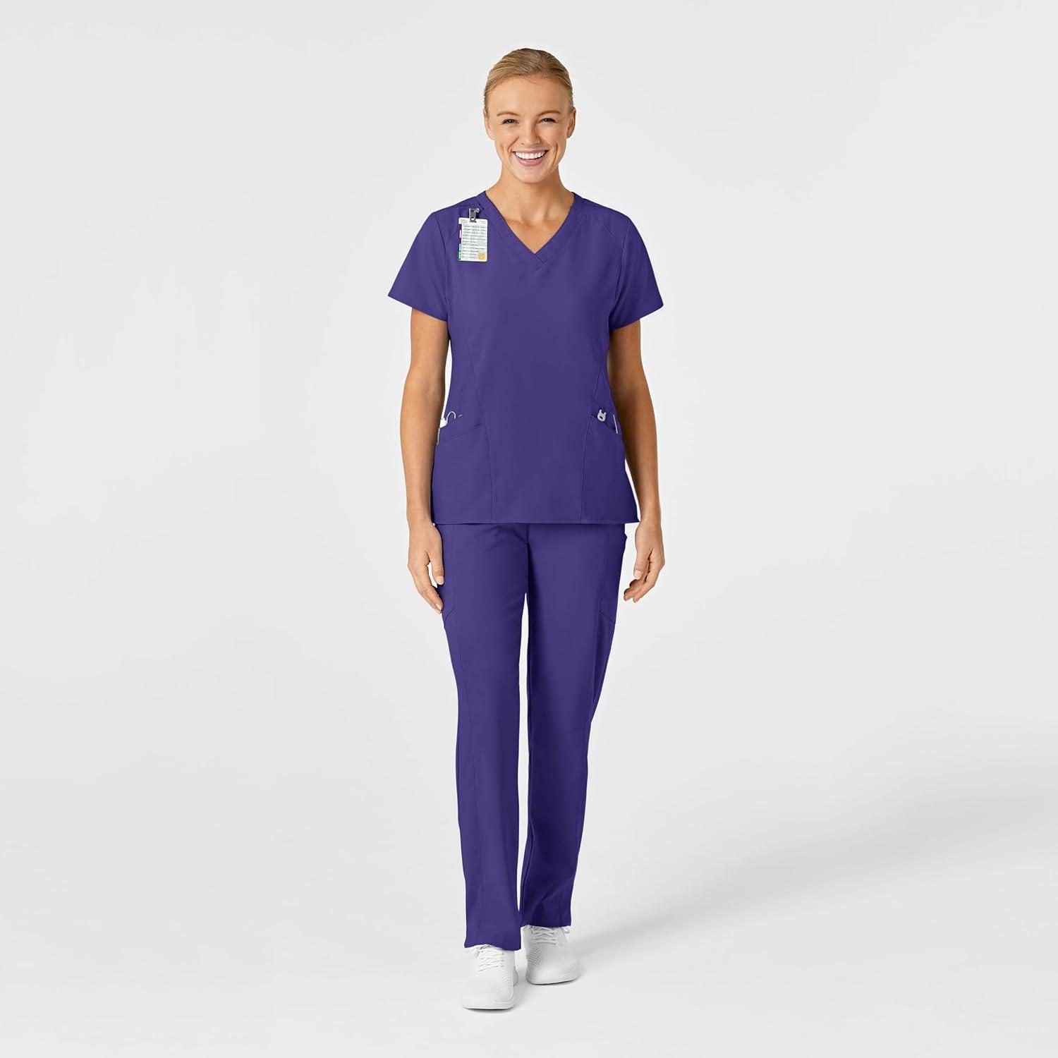 Wink Scrubs for Women, W123, Stylized Vneck Tops with 5 Pockets(Grape)