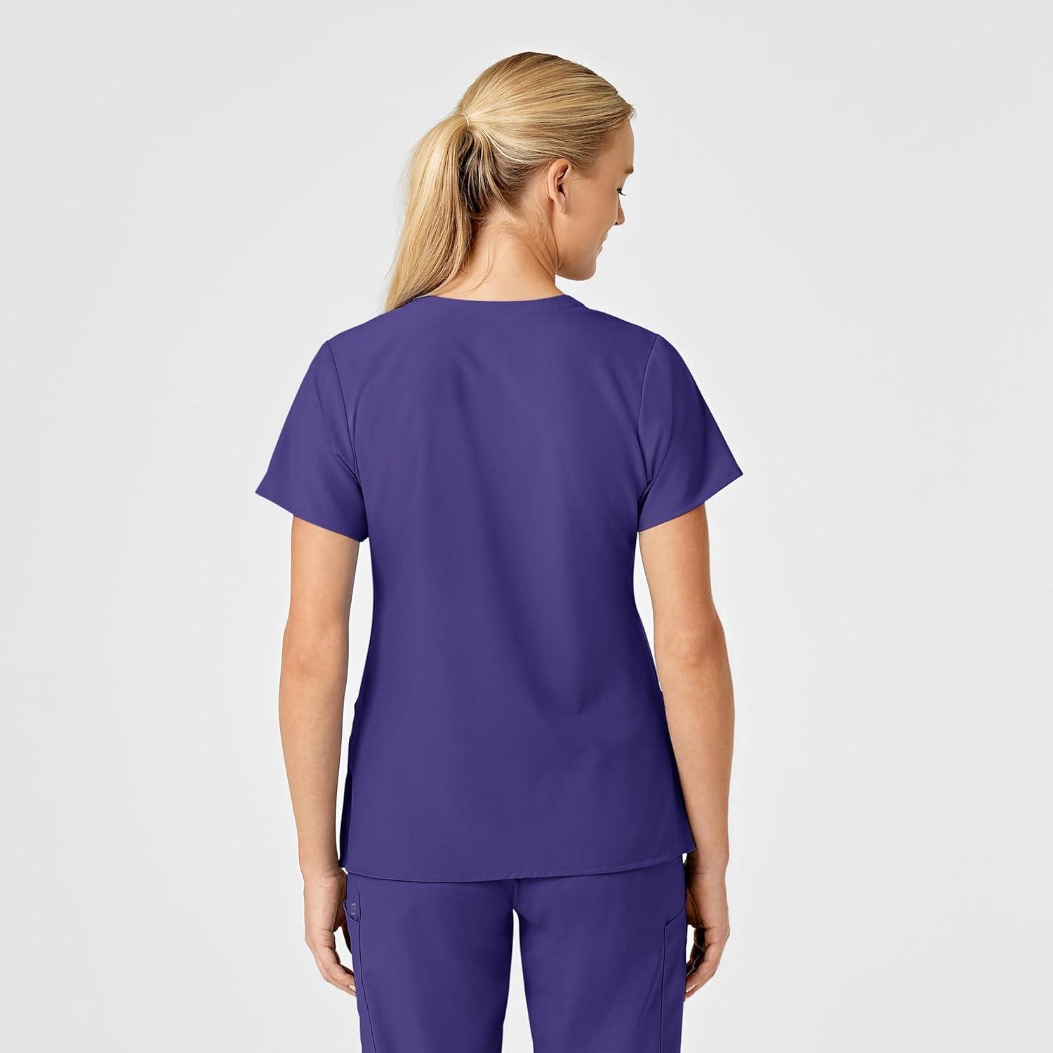 Wink Scrubs for Women, W123, Stylized Vneck Tops with 5 Pockets(Grape)
