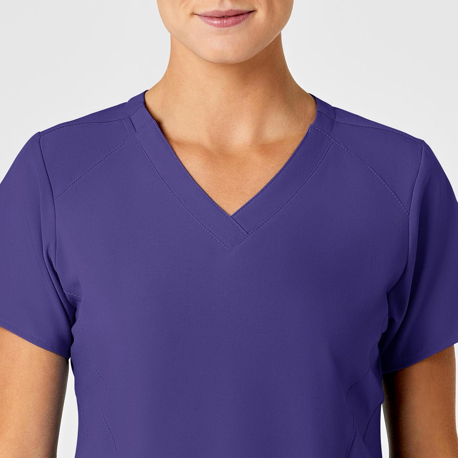 Wink Scrubs for Women, W123, Stylized Vneck Tops with 5 Pockets(Grape)