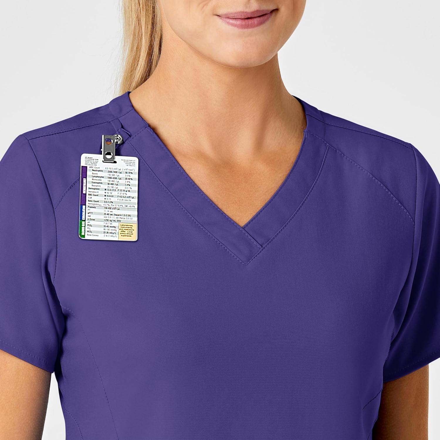 Wink Scrubs for Women, W123, Stylized Vneck Tops with 5 Pockets(Grape)