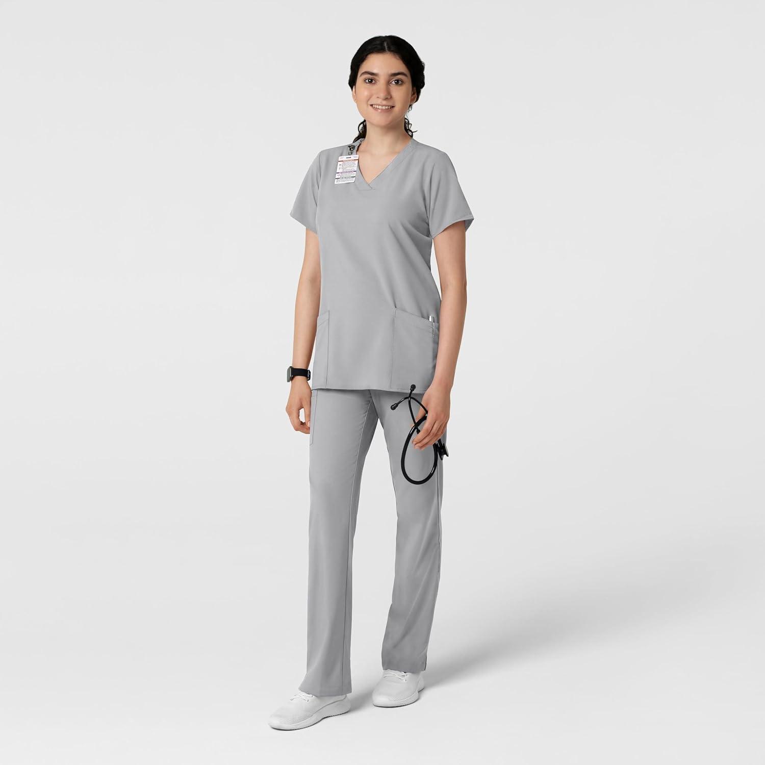 Wink Scrubs for Women, W123, Classic V-Neck Tops with 2 Pockets(Grey)