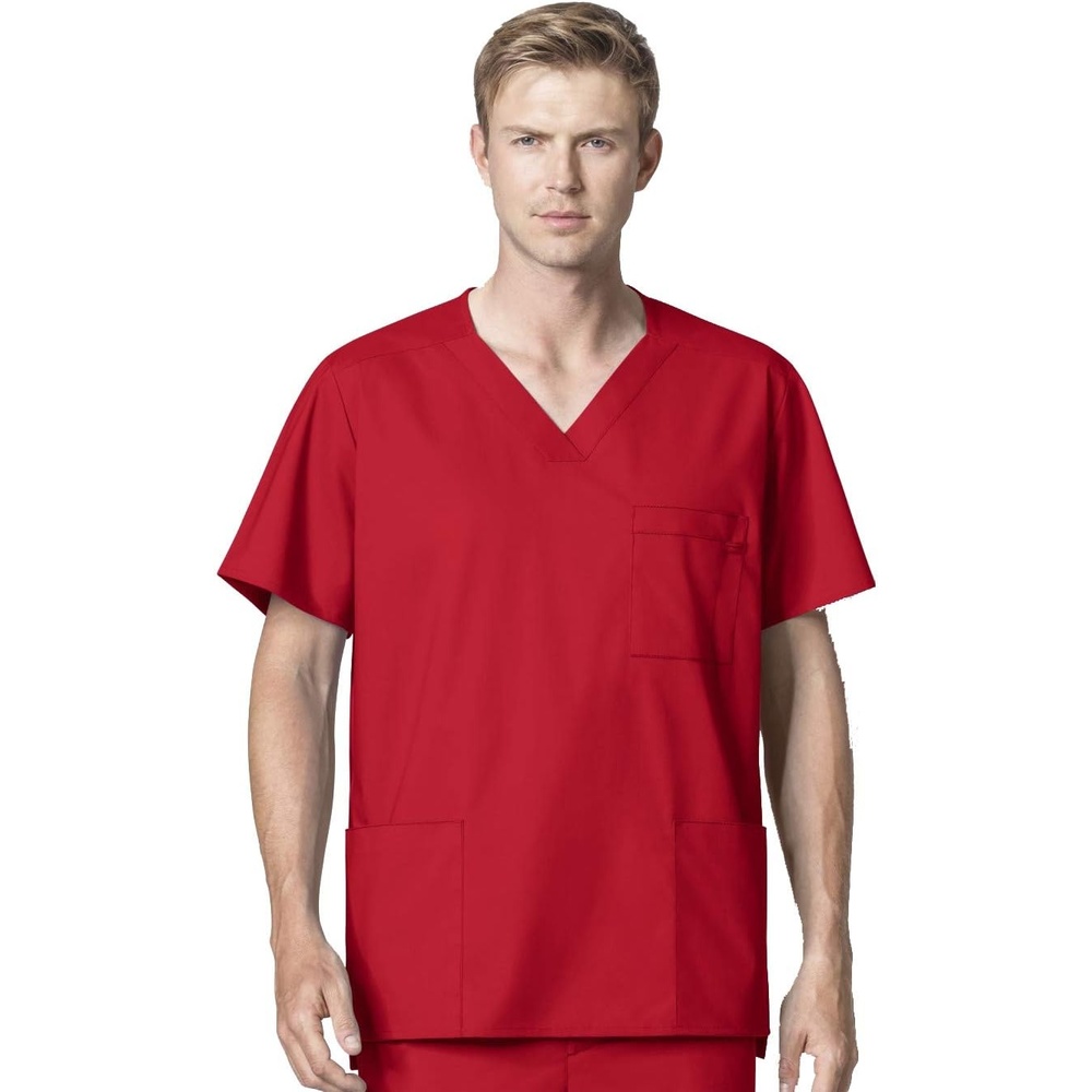 WonderWink Men’s Big Wonderwork Big Men’s V Neck Scrub Top(Red)