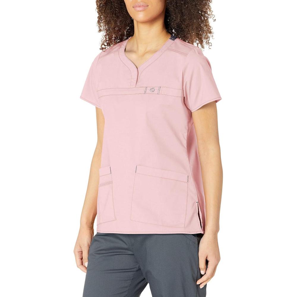 WonderWink Womens Wonderflex Patience Women’s Scrub Top(Hot Pink)