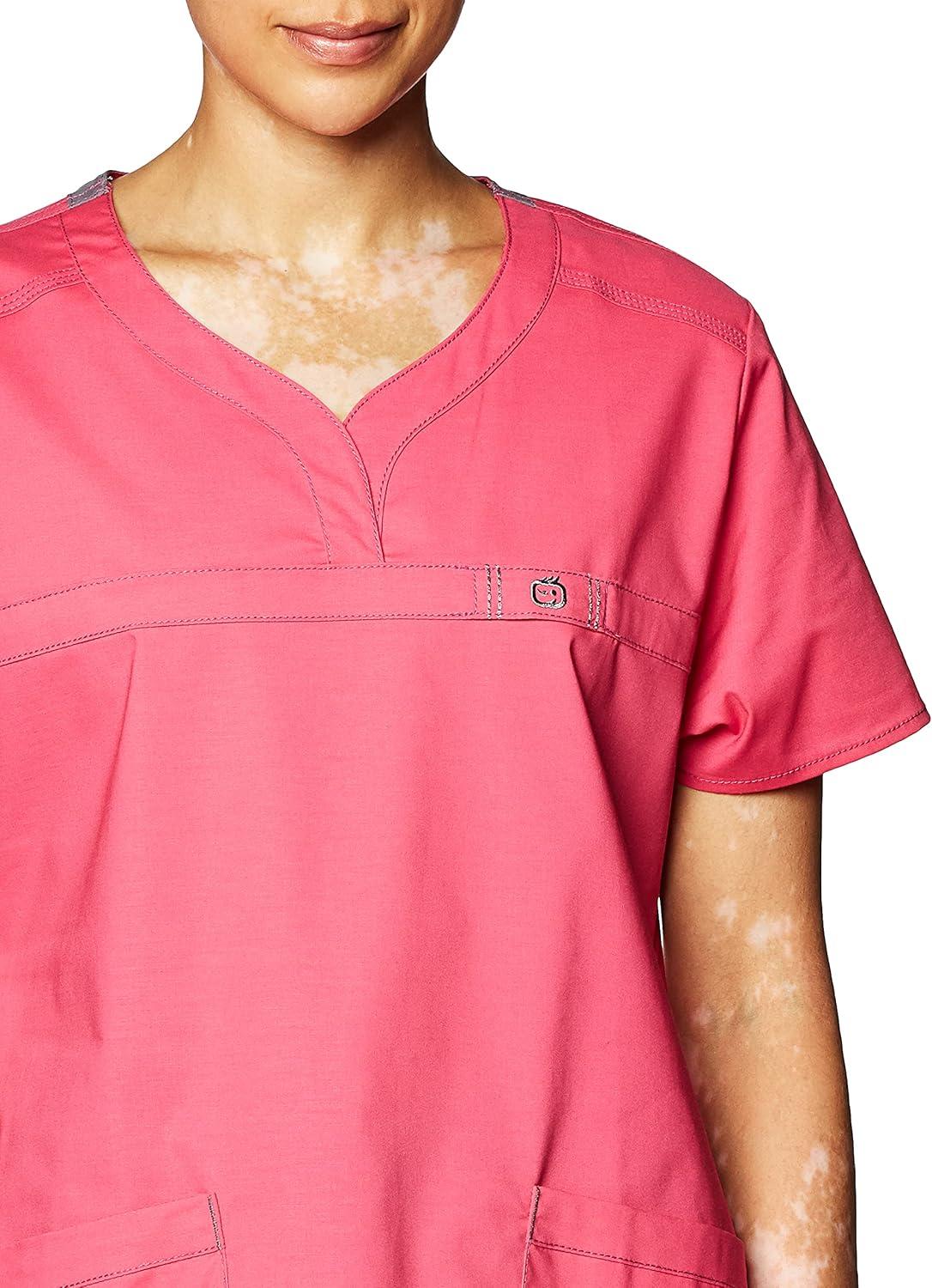 WonderWink Womens Wonderflex Patience Women’s Scrub Top(Hot Pink)