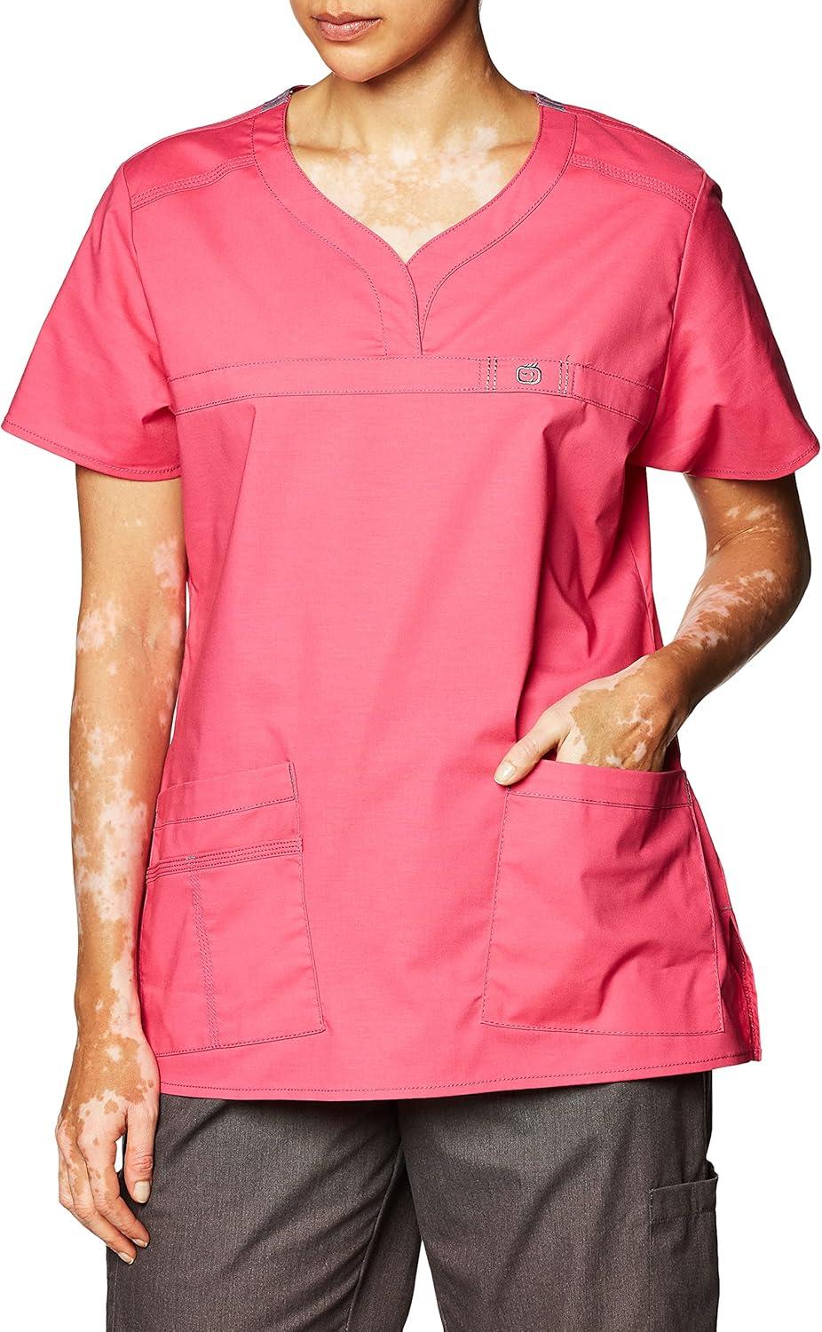 WonderWink Womens Wonderflex Patience Women’s Scrub Top(Hot Pink)