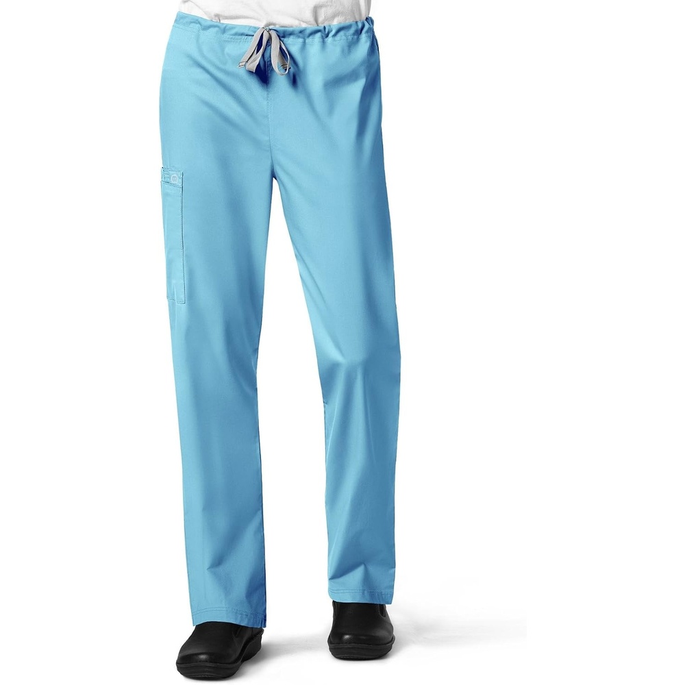 Wink WonderWORK Unisex Drawstring Cargo Scrub Pant(Light Turquoise/Blue)