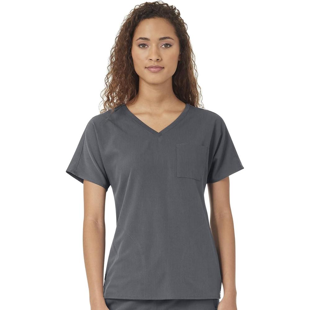 WonderWink Womens Women’s Dolman 3 Pocket Scrub TopMedical Scrubs Shirt(Pewter)