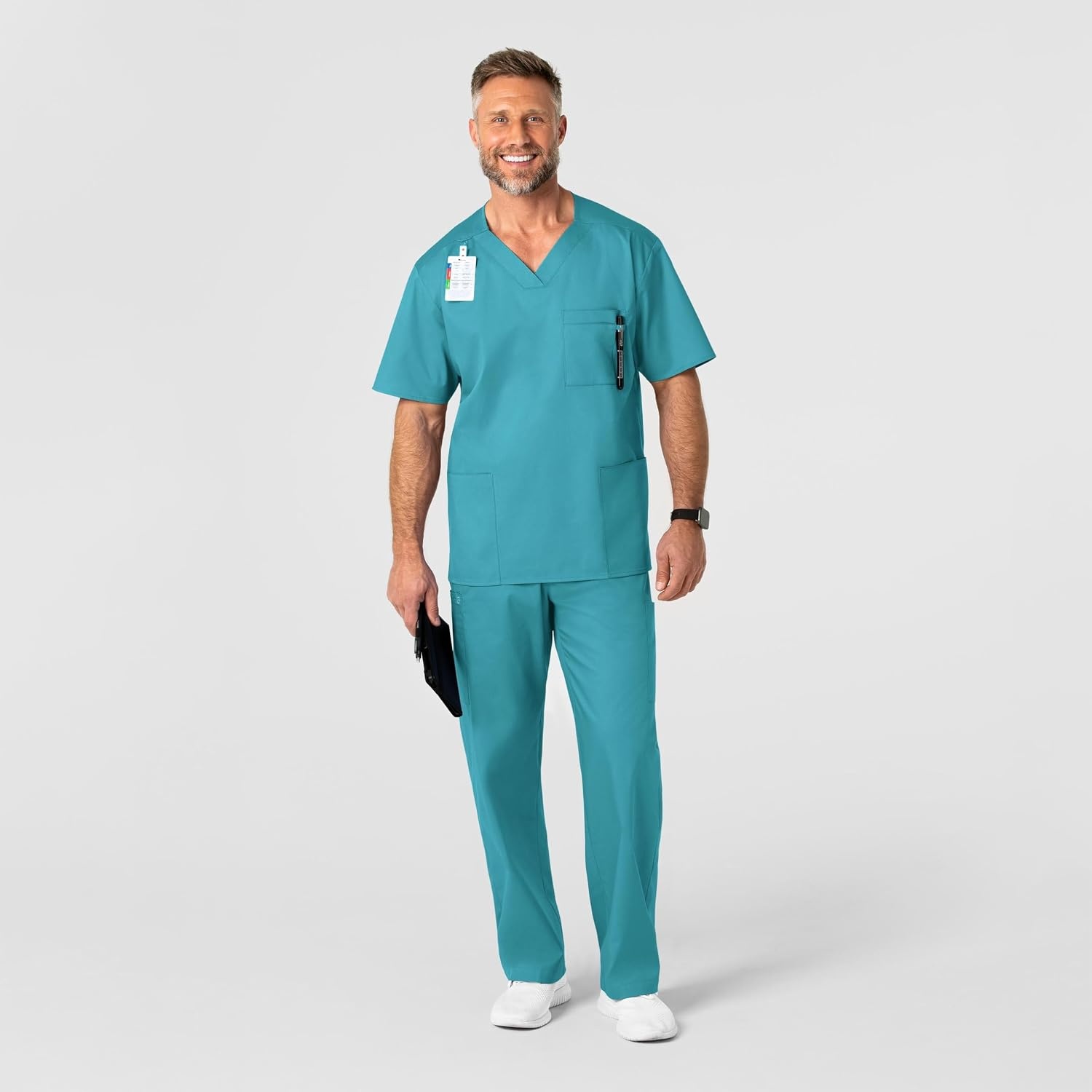 WonderWink Men’s Big Wonderwork Big Men’s V Neck Scrub Top(Teal Blue)