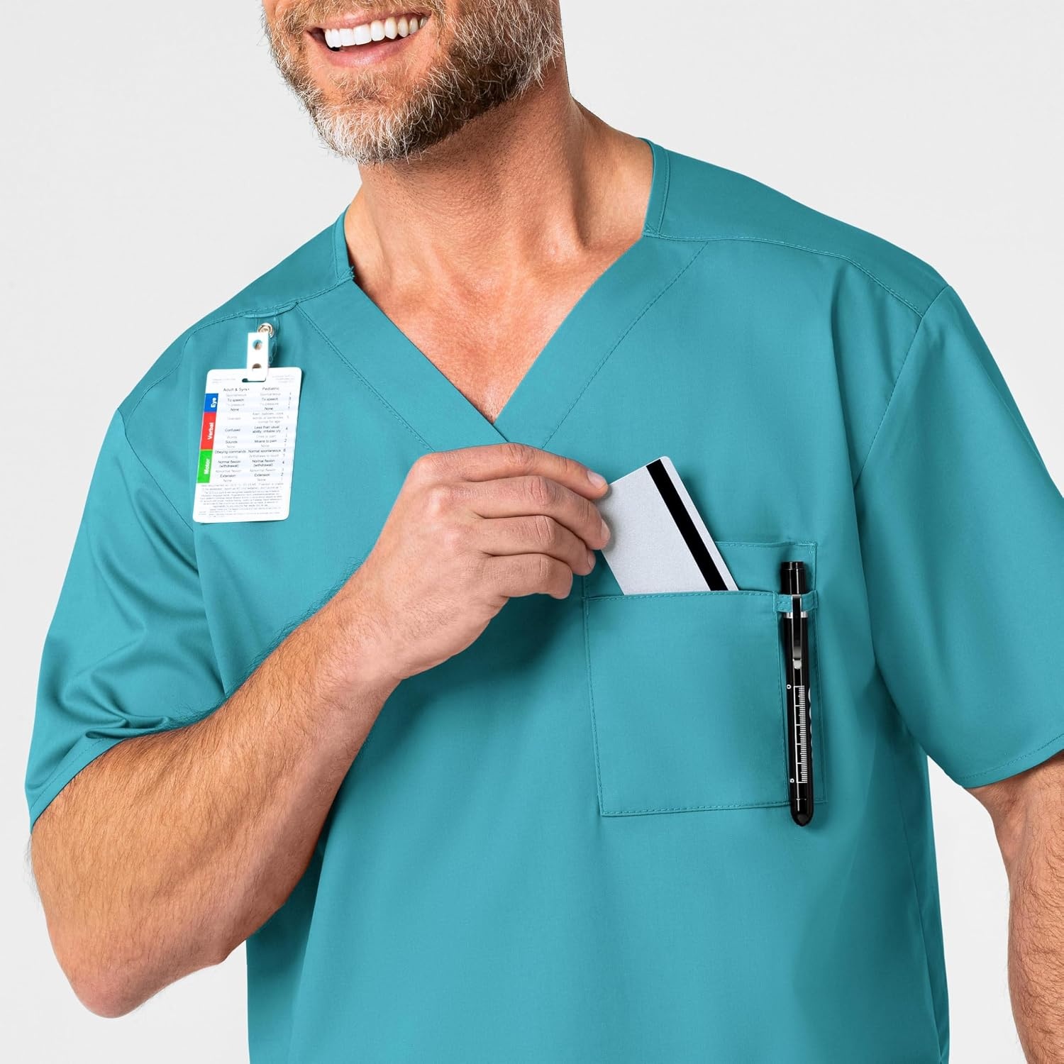 WonderWink Men’s Big Wonderwork Big Men’s V Neck Scrub Top(Teal Blue)