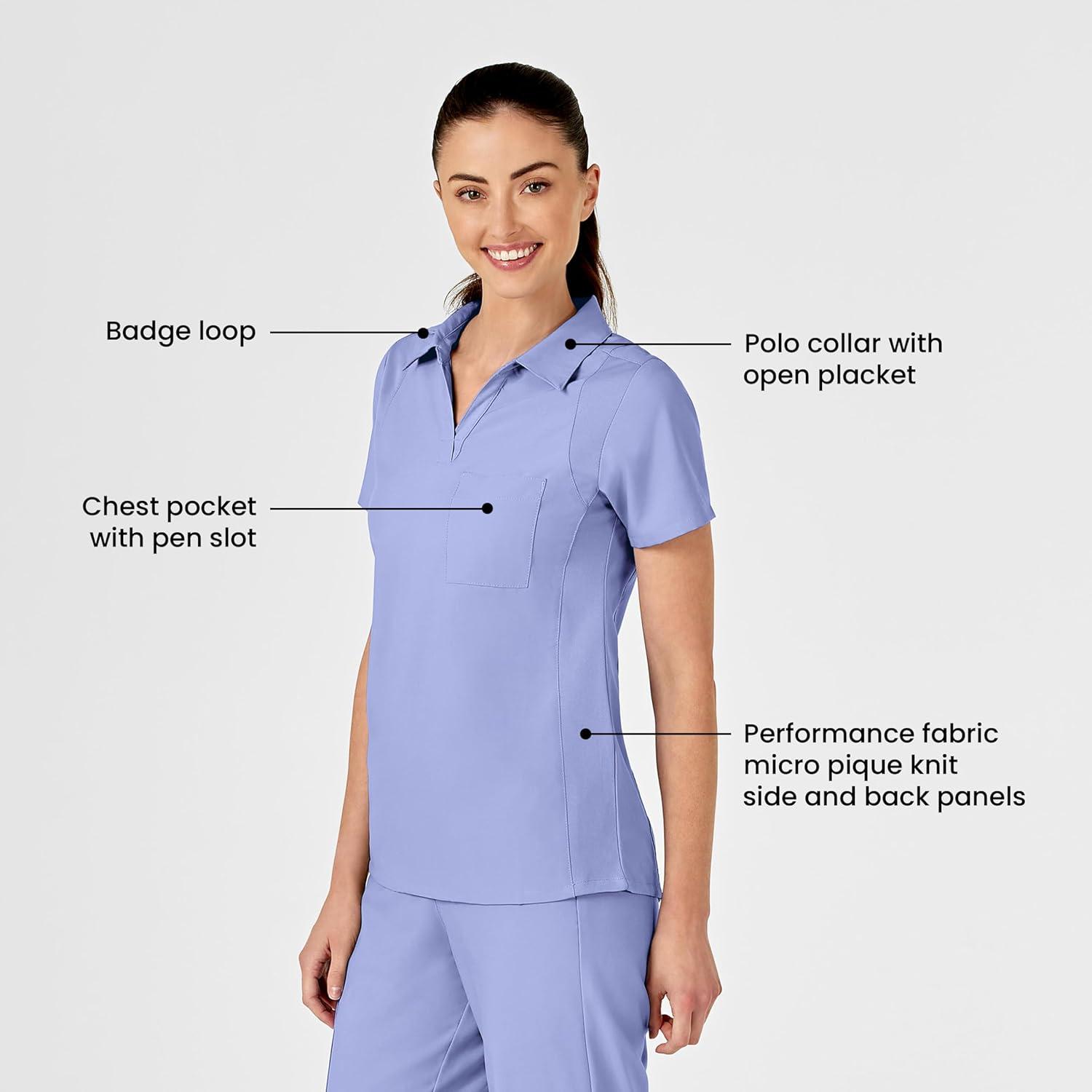 WonderWink Womens Collar Top(Ceil Blue)