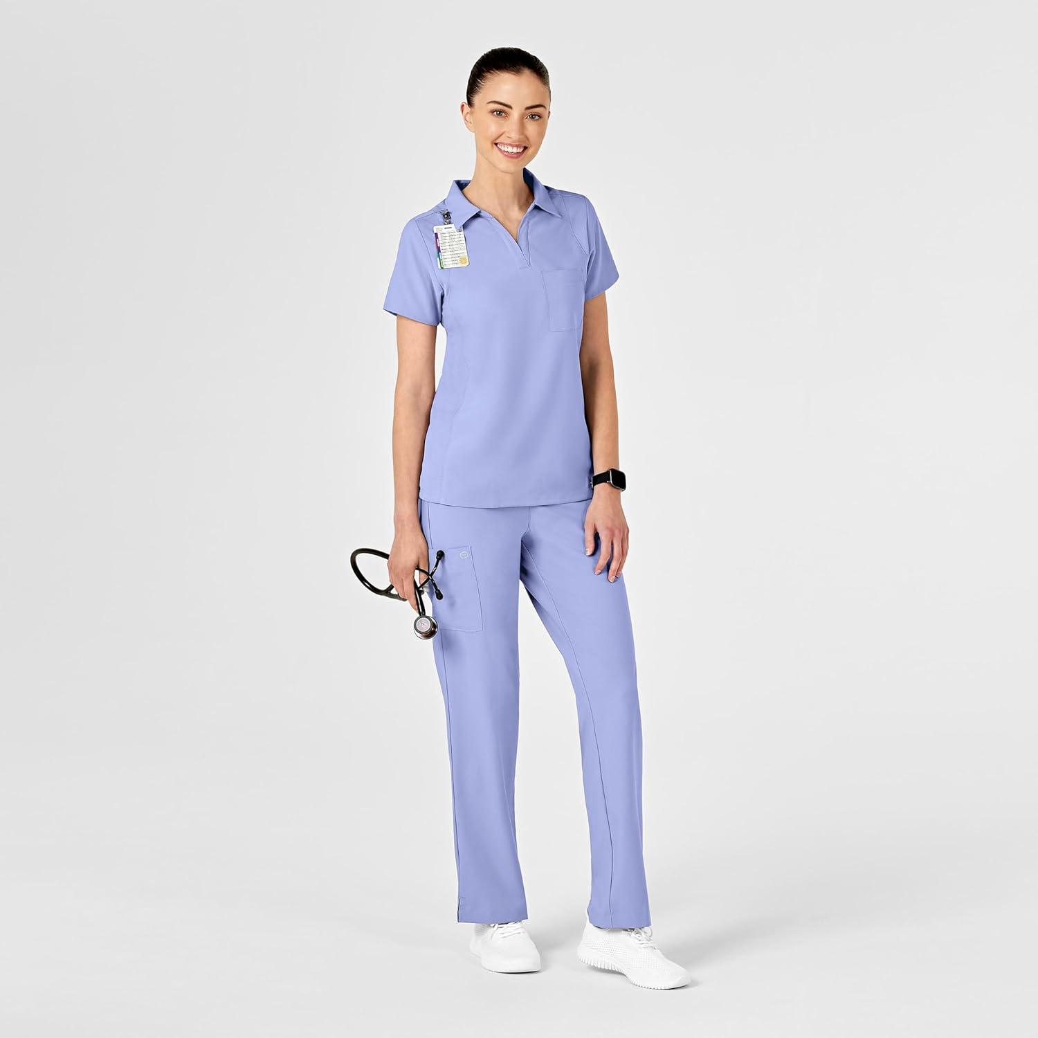 WonderWink Womens Collar Top(Ceil Blue)