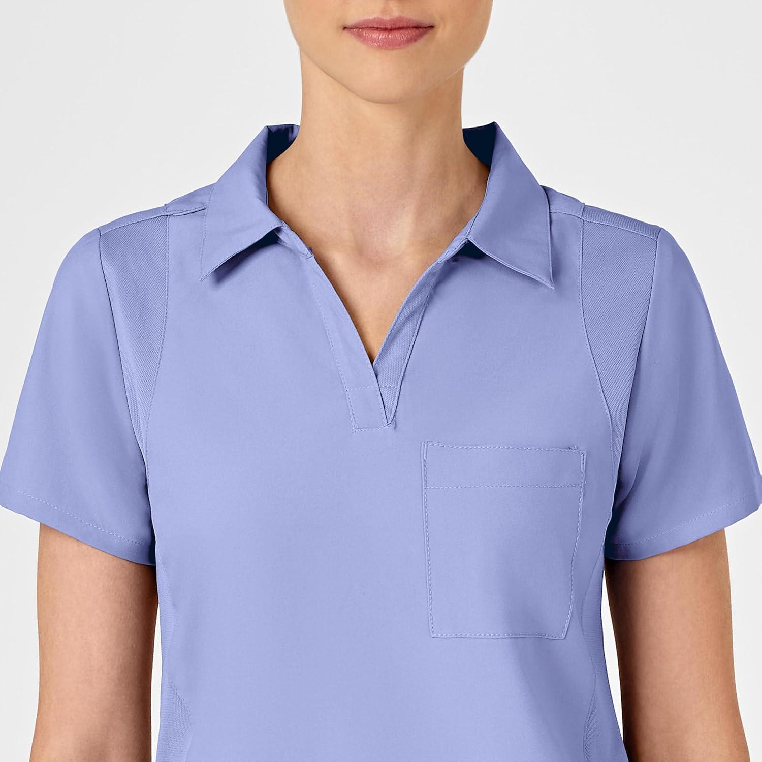 WonderWink Womens Collar Top(Ceil Blue)