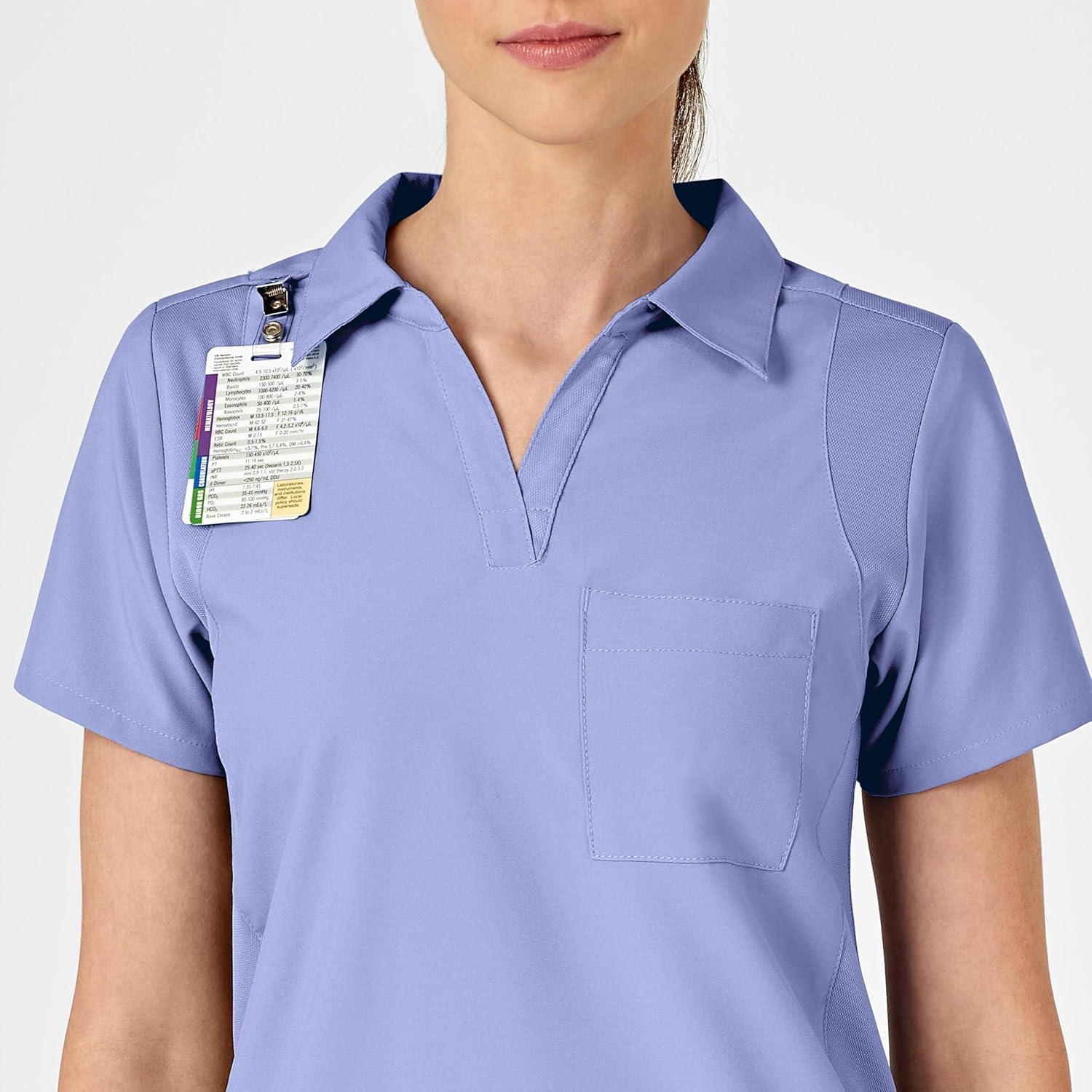 WonderWink Womens Collar Top(Ceil Blue)