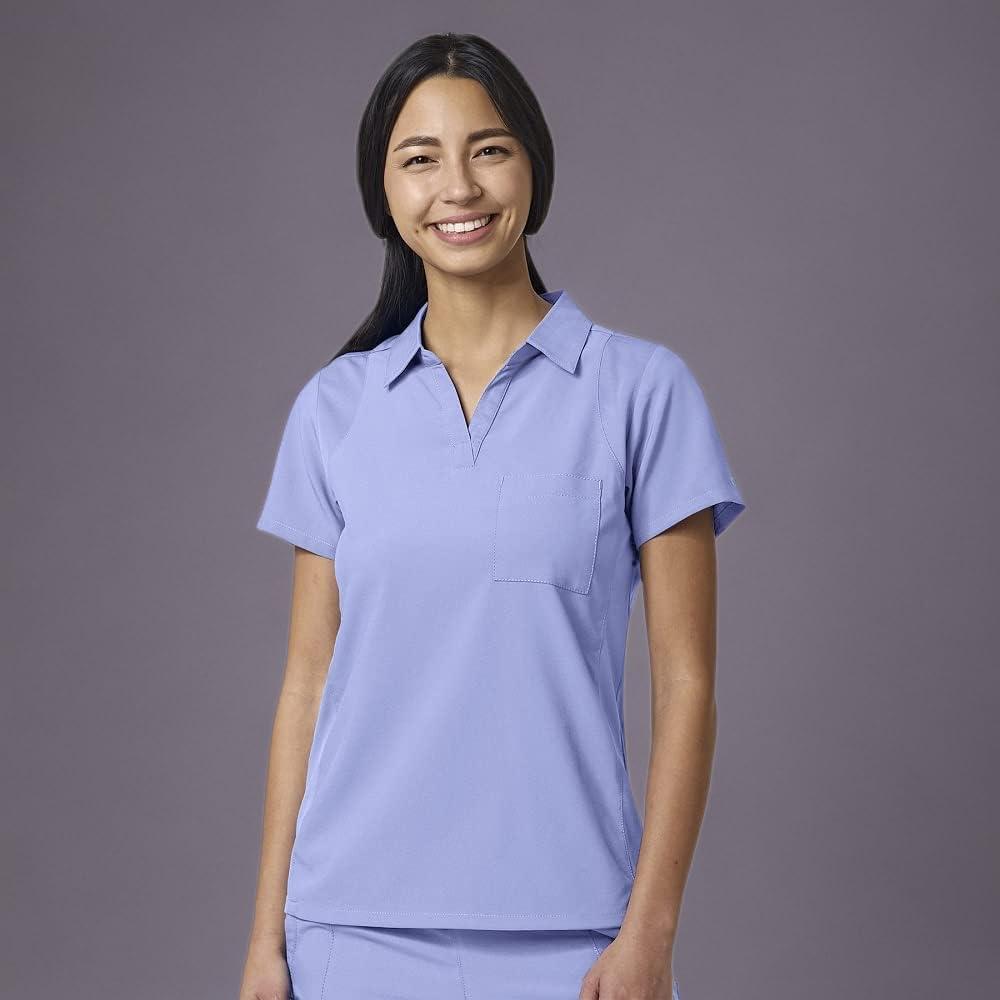 WonderWink Womens Collar Top(Ceil Blue)