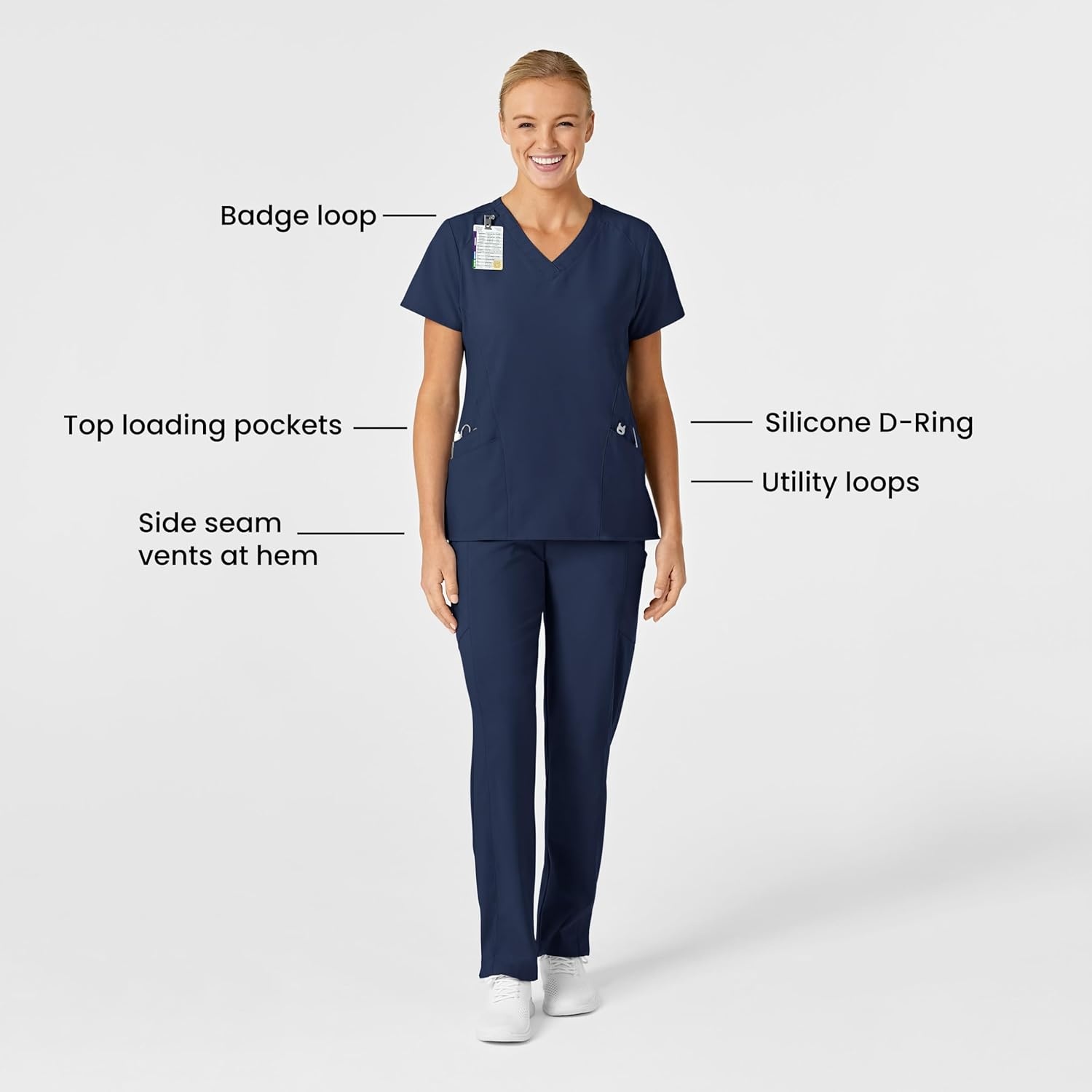 Wink Women’s Women’s Stylized V-Neck Top(Navy)