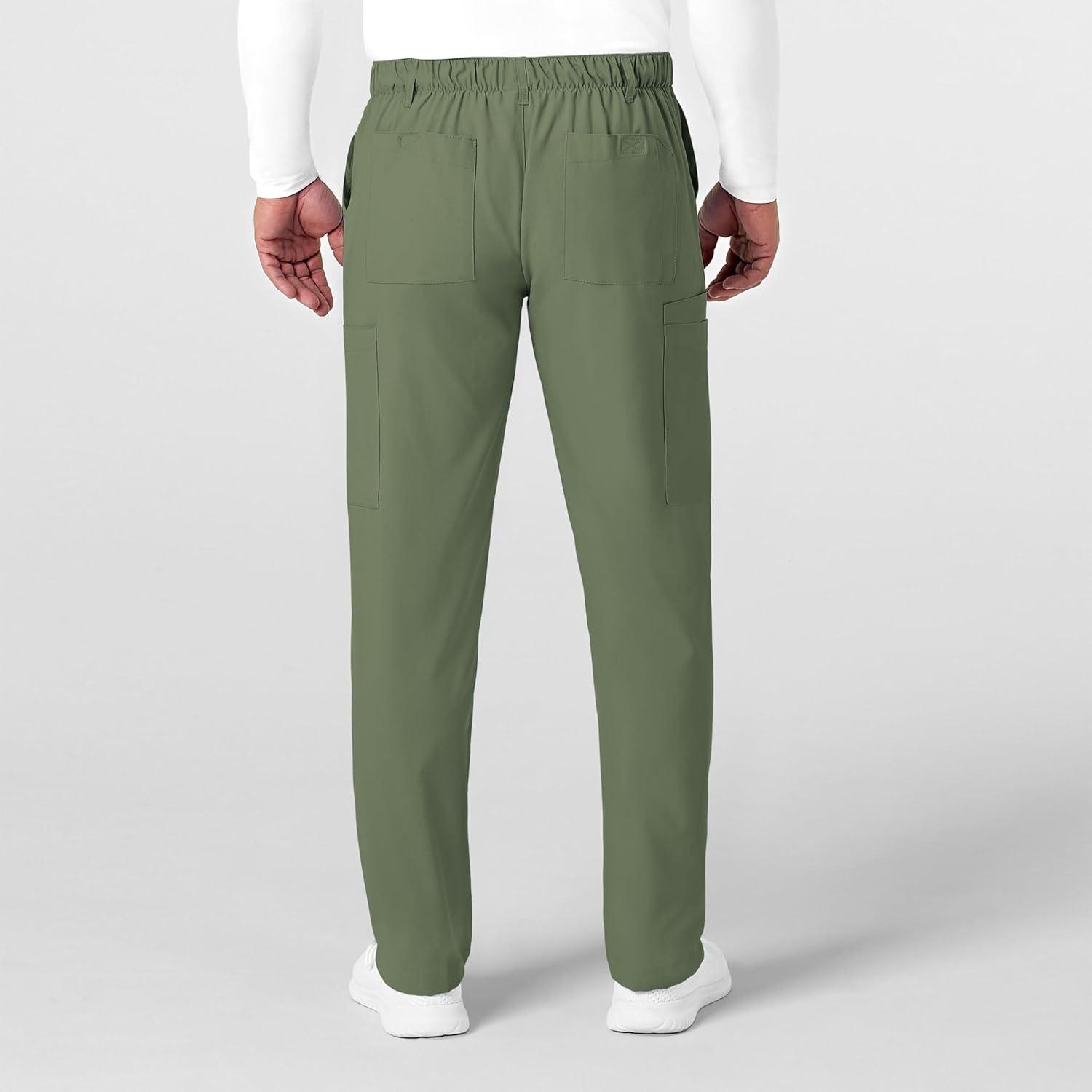 WonderWink Mens Men’s Flat Front Cargo Pant(Olive)