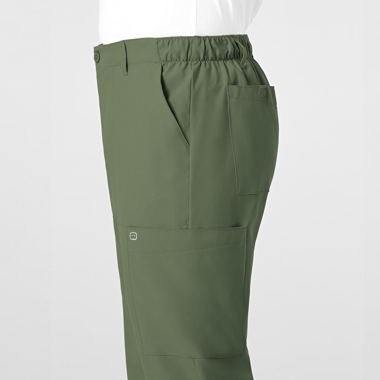 WonderWink Mens Men’s Flat Front Cargo Pant(Olive)