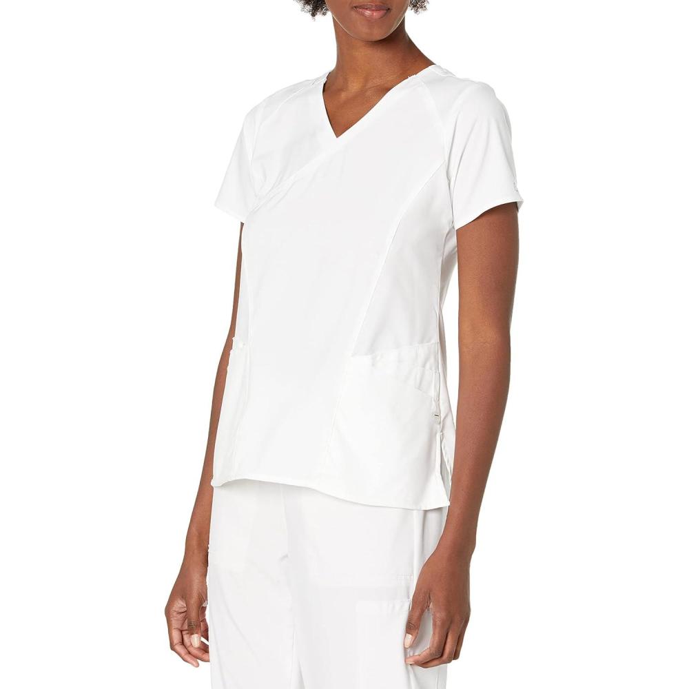 WonderWink Womens Women’s Mock Wrap Scrub Top(White)