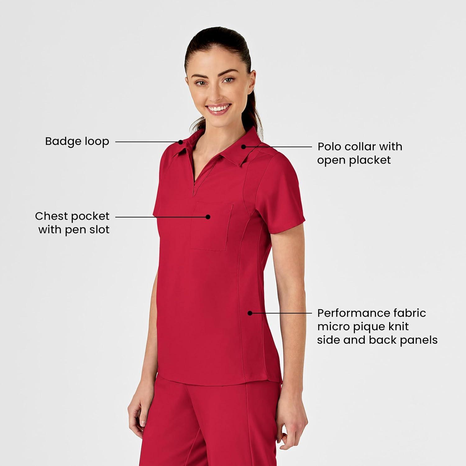 WonderWink Womens Collar Top(Red)