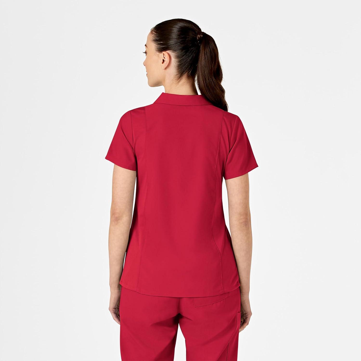 WonderWink Womens Collar Top(Red)