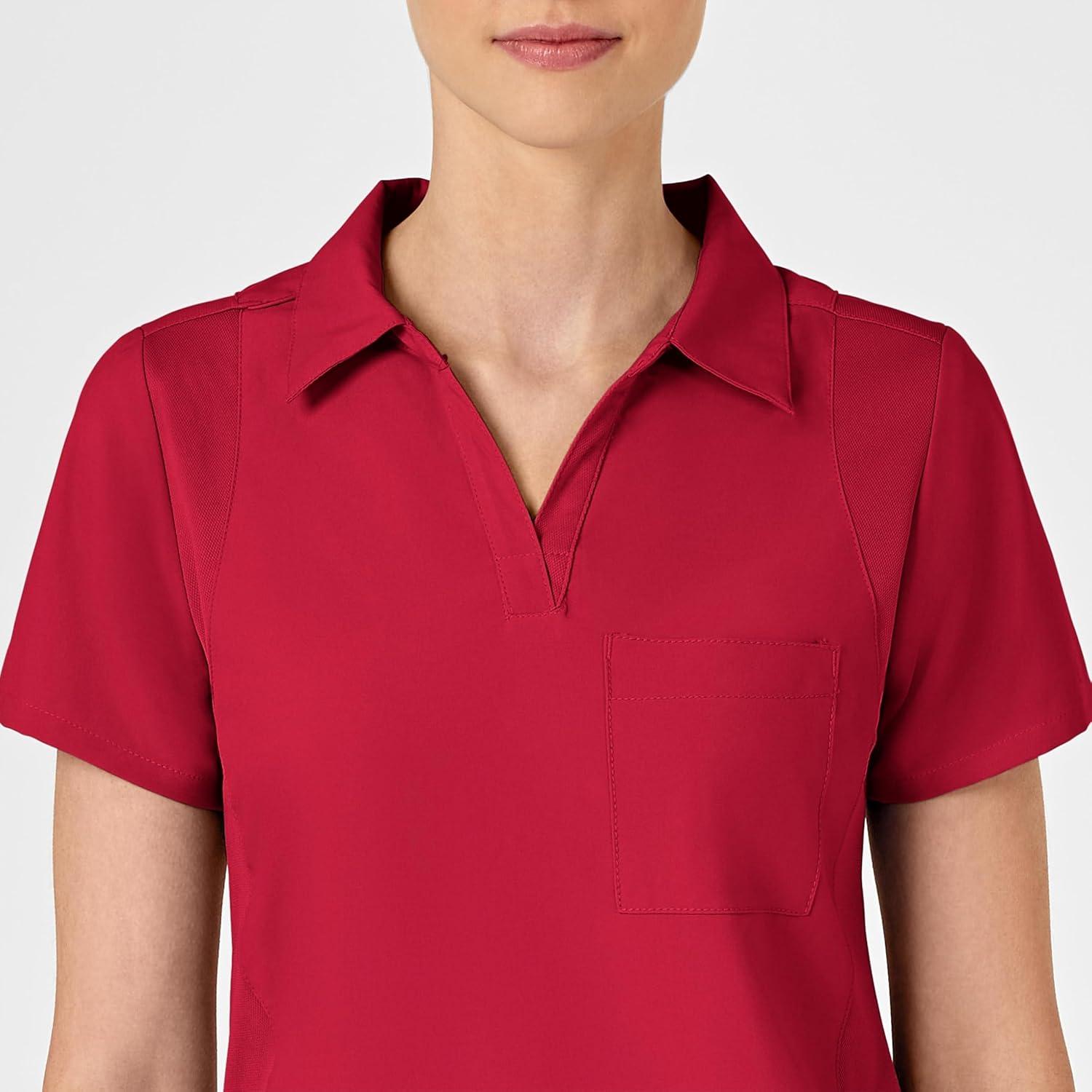 WonderWink Womens Collar Top(Red)