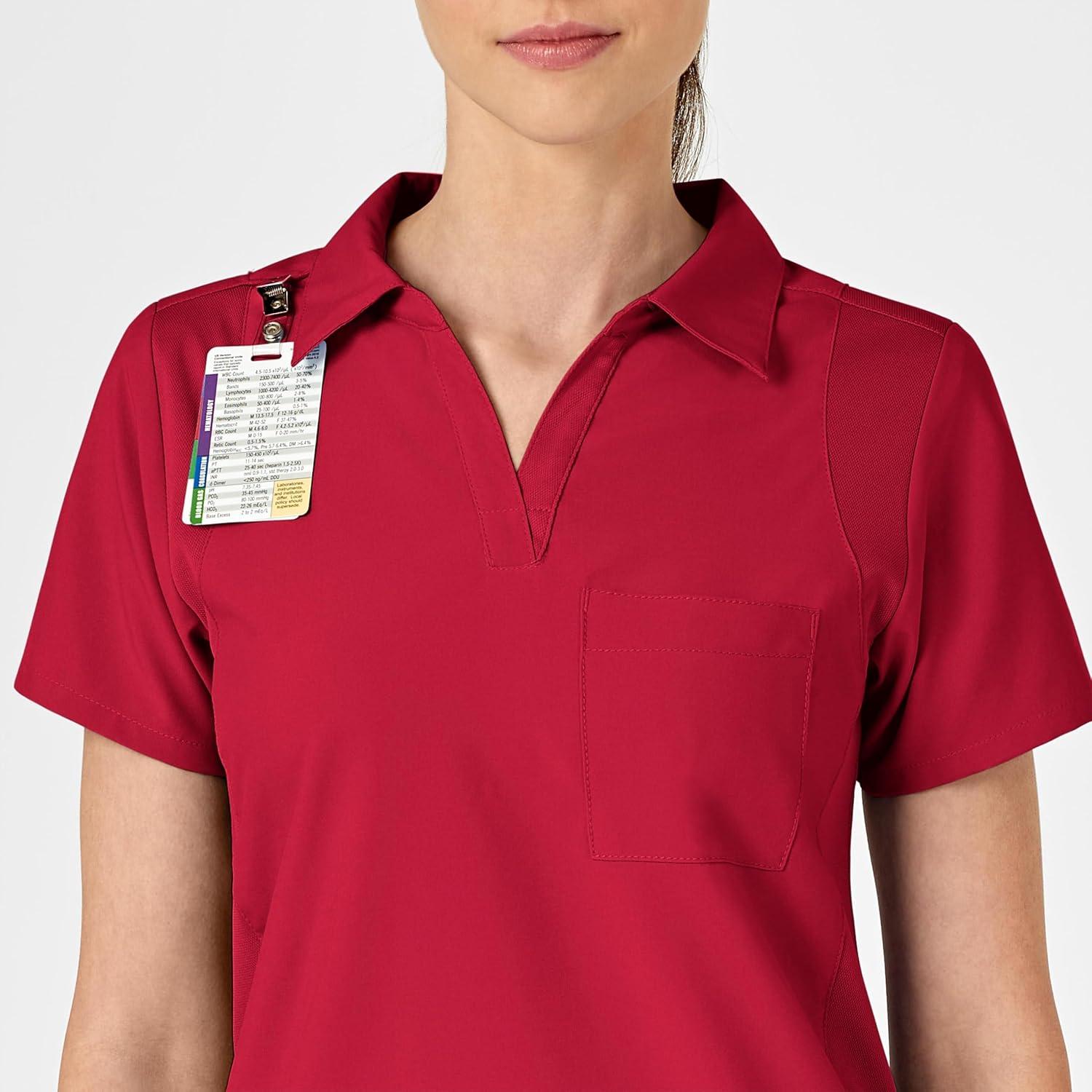 WonderWink Womens Collar Top(Red)