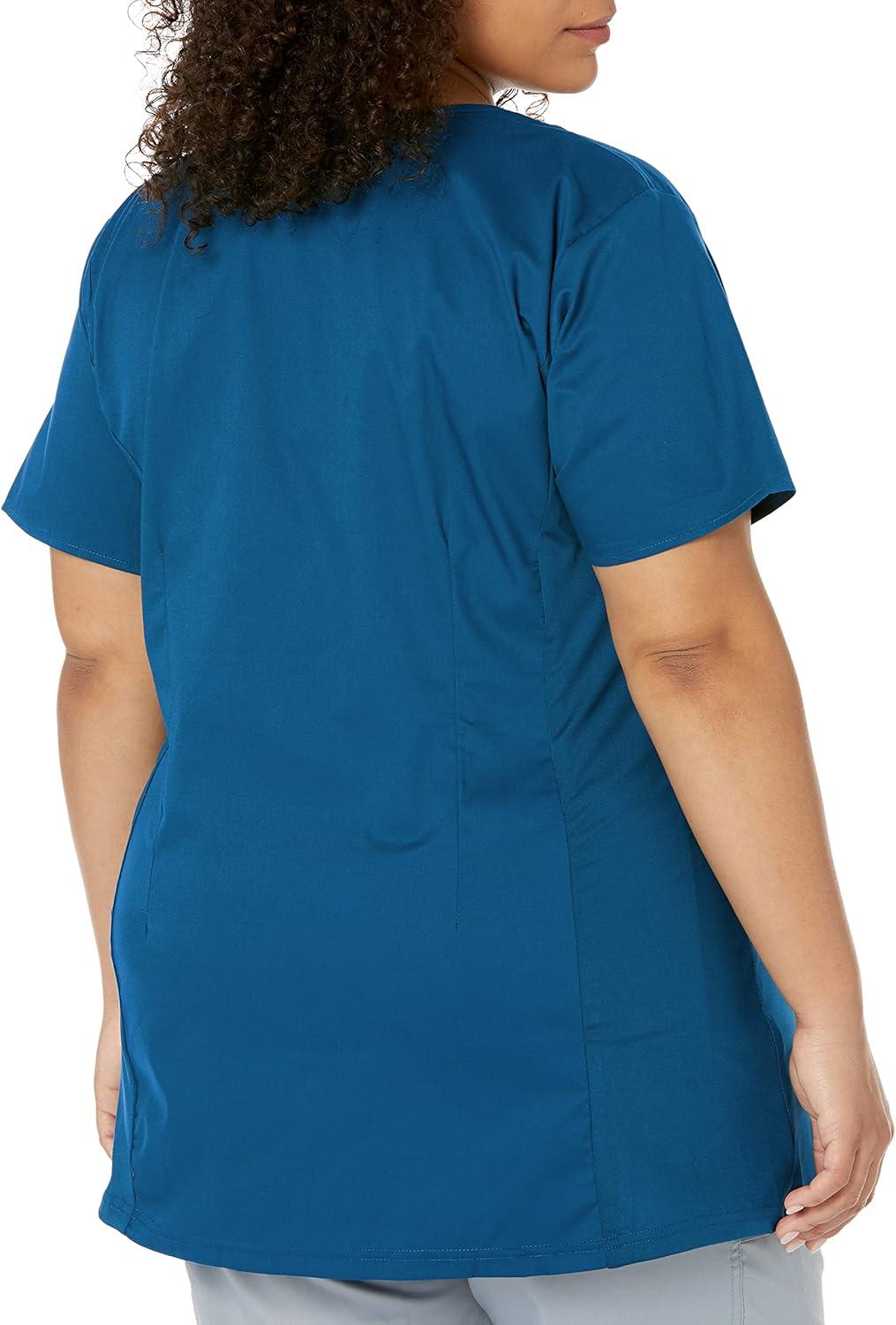 Wink WonderWORK Scrubs for Maternity Mock Wrap Scrub Tops(Caribbean)