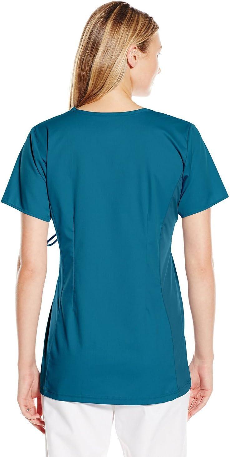 Wink WonderWORK Scrubs for Maternity Mock Wrap Scrub Tops(Caribbean)