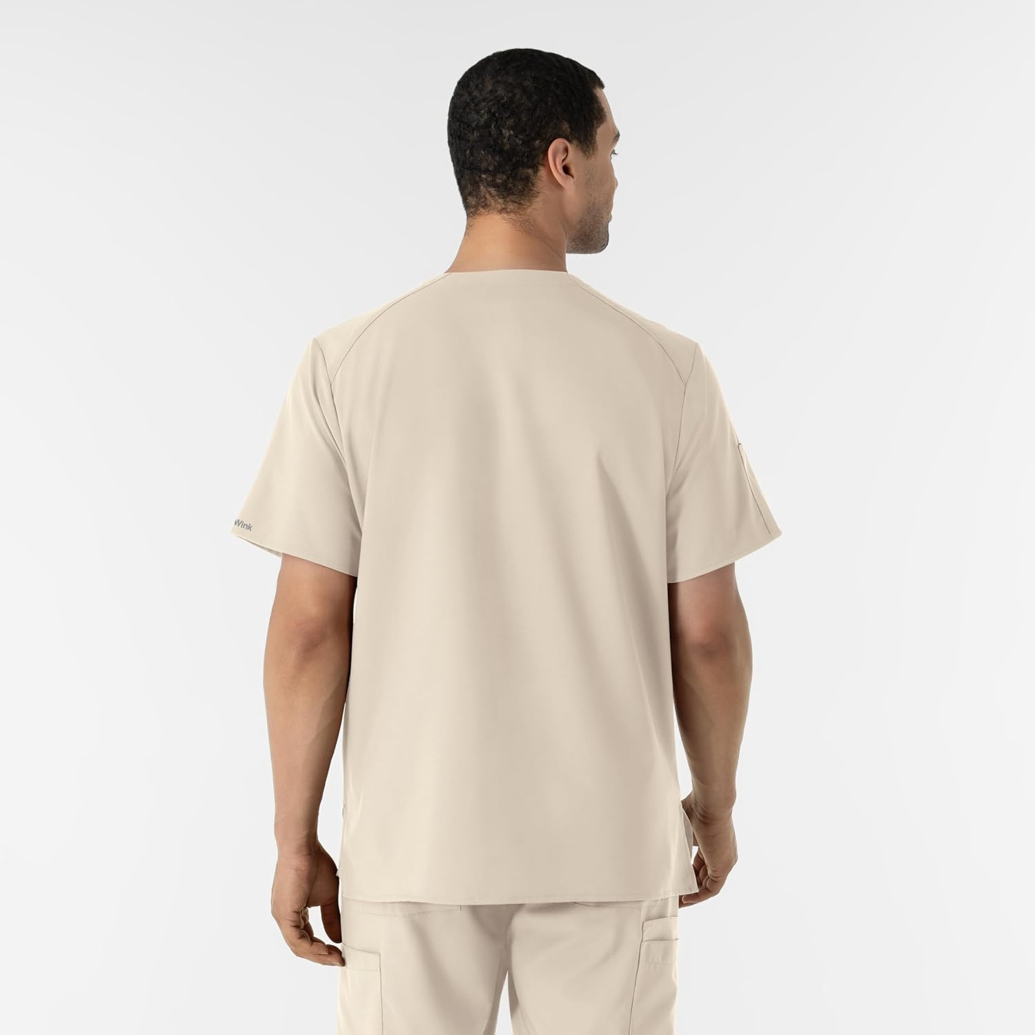 WINK W123 Men’s V-Neck Scrub Top(Khaki)