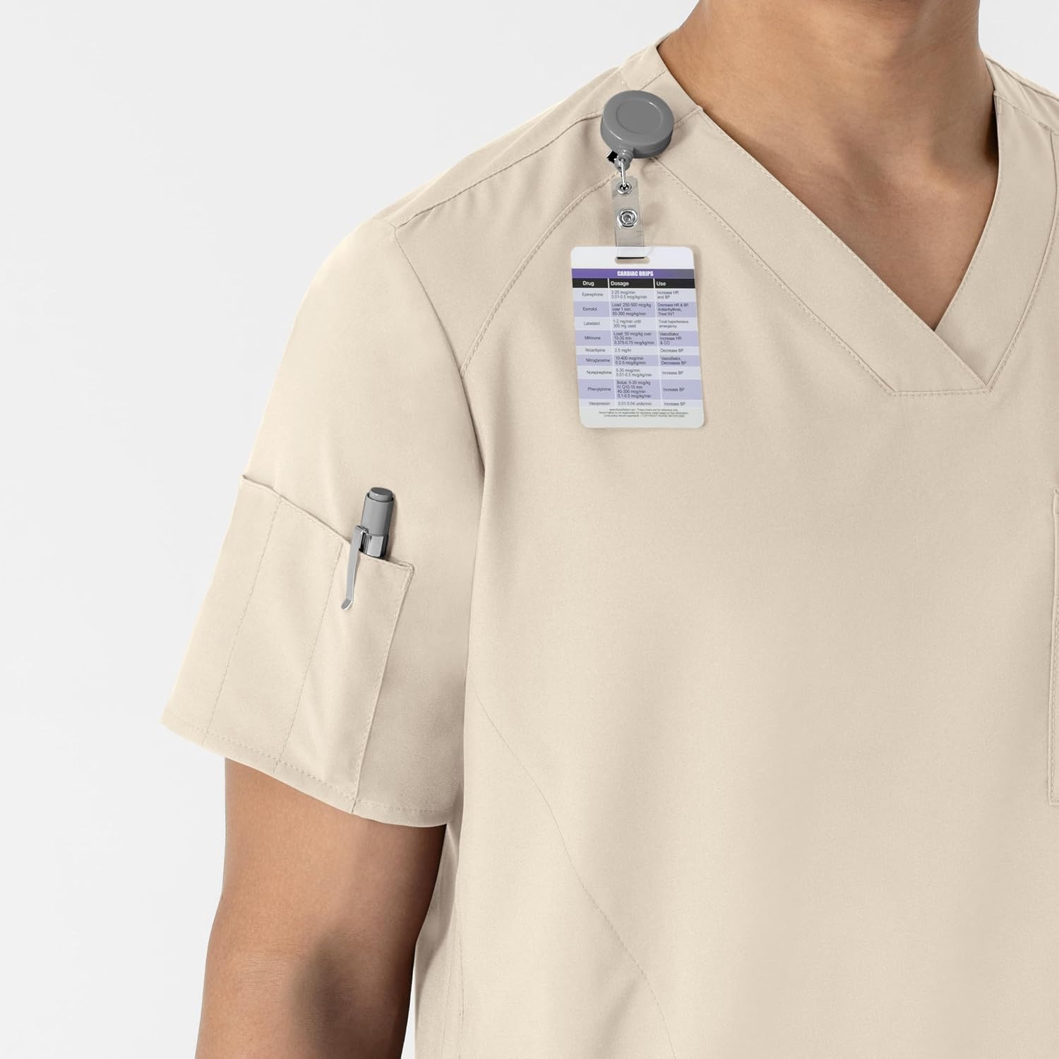 WINK W123 Men’s V-Neck Scrub Top(Khaki)