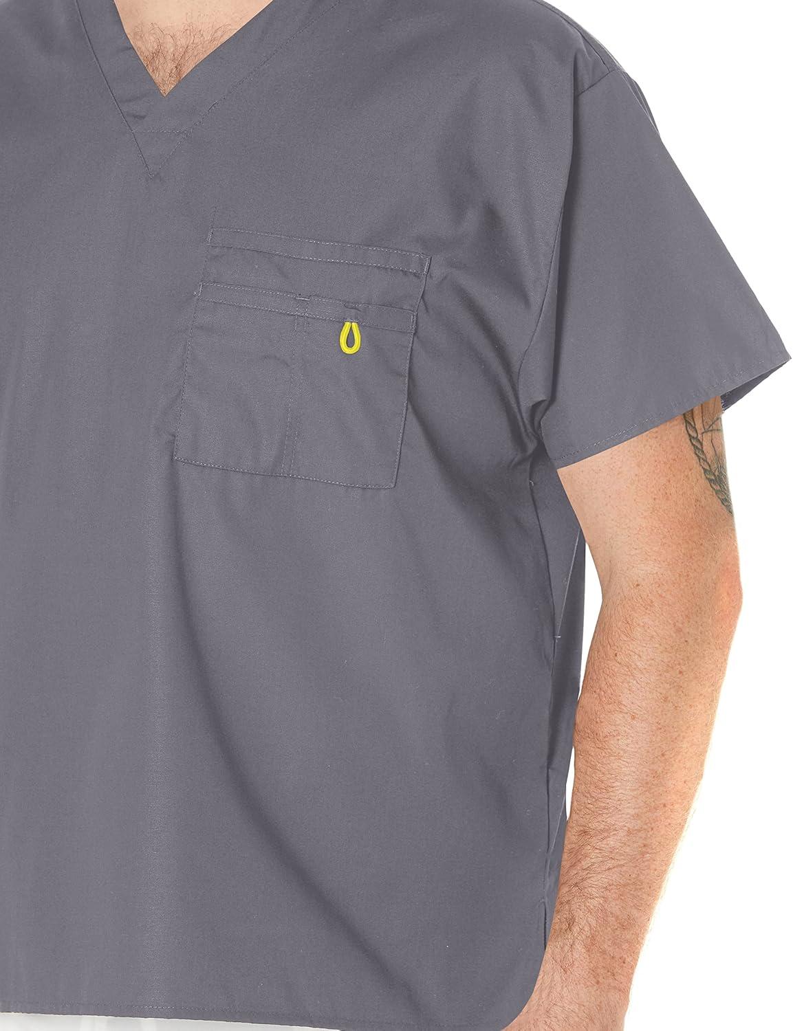 WonderWink Men’s Big The Alpha Unisex V-Neck Scrub Top(Pewter)