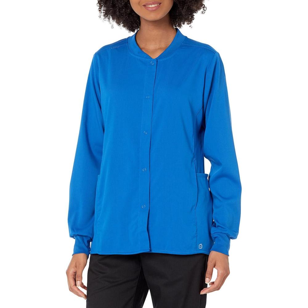 WonderWink womens Women’s Snap Front Warm-up Jacket(Royal)