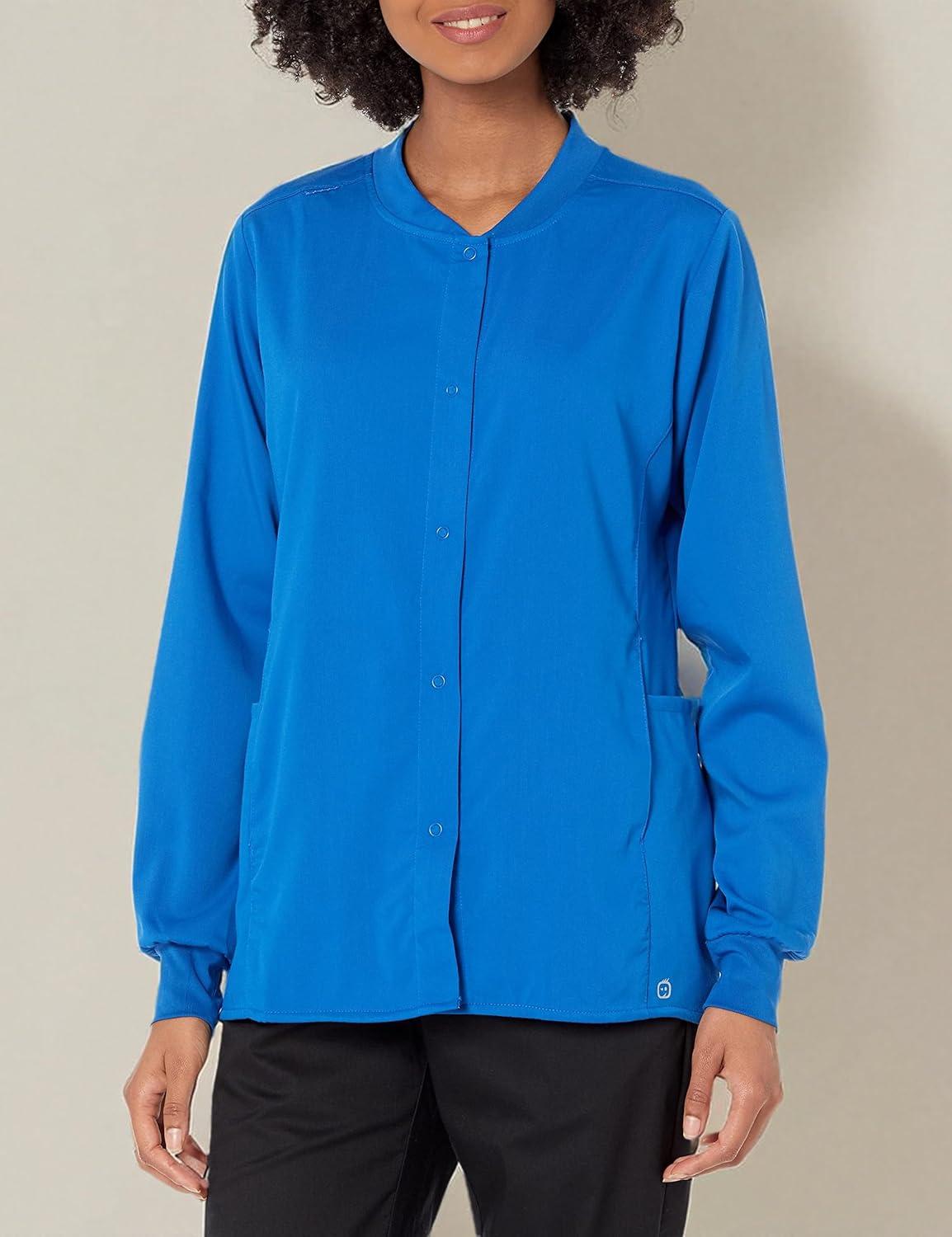 WonderWink womens Women’s Snap Front Warm-up Jacket(Royal)