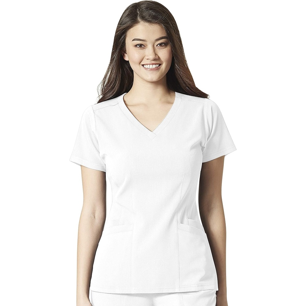 Wink Women’s Women’s Flex Back V-Neck Scrub Top(White)