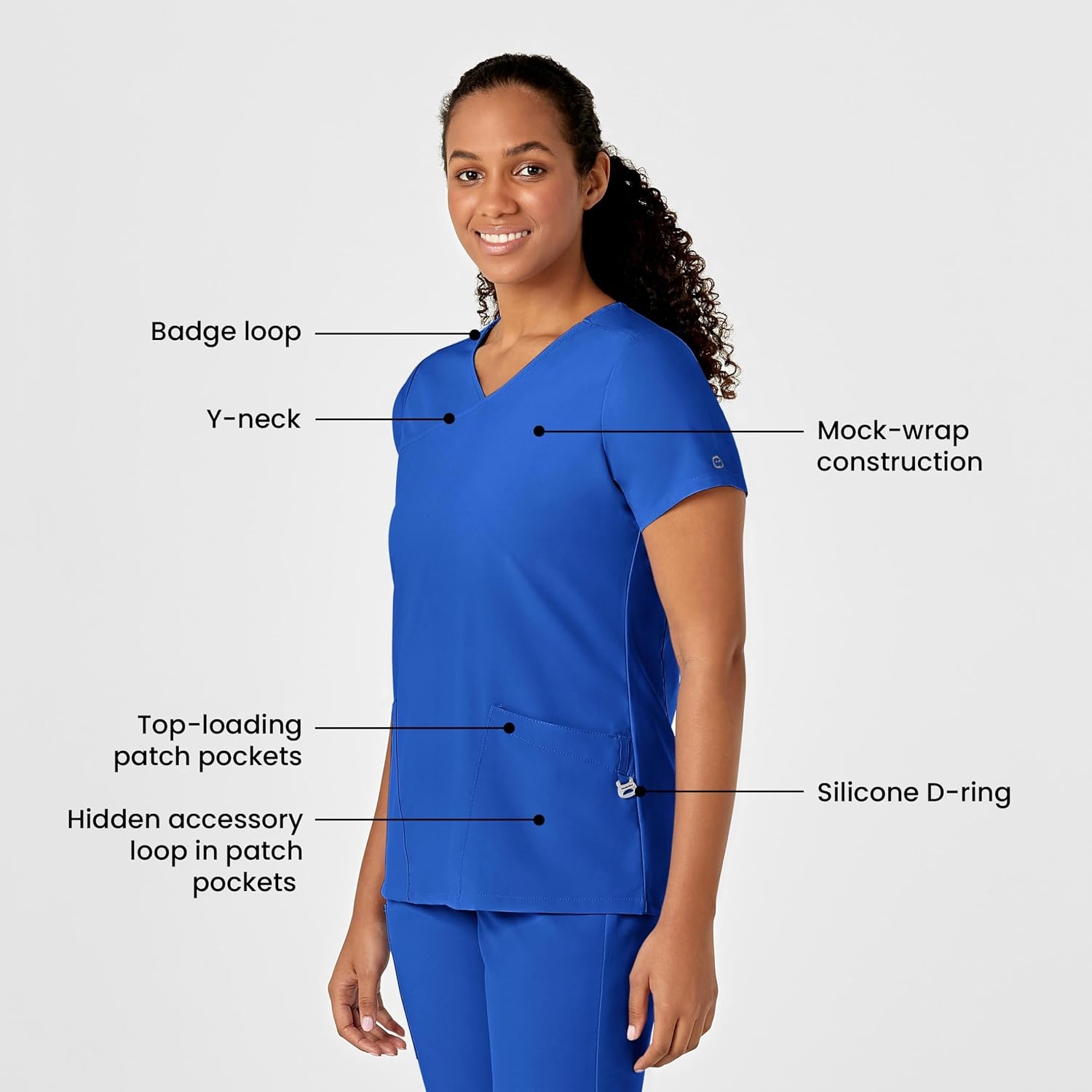 Wink W123 Women’s Y-Neck Wrap Scrub Top(Royal)