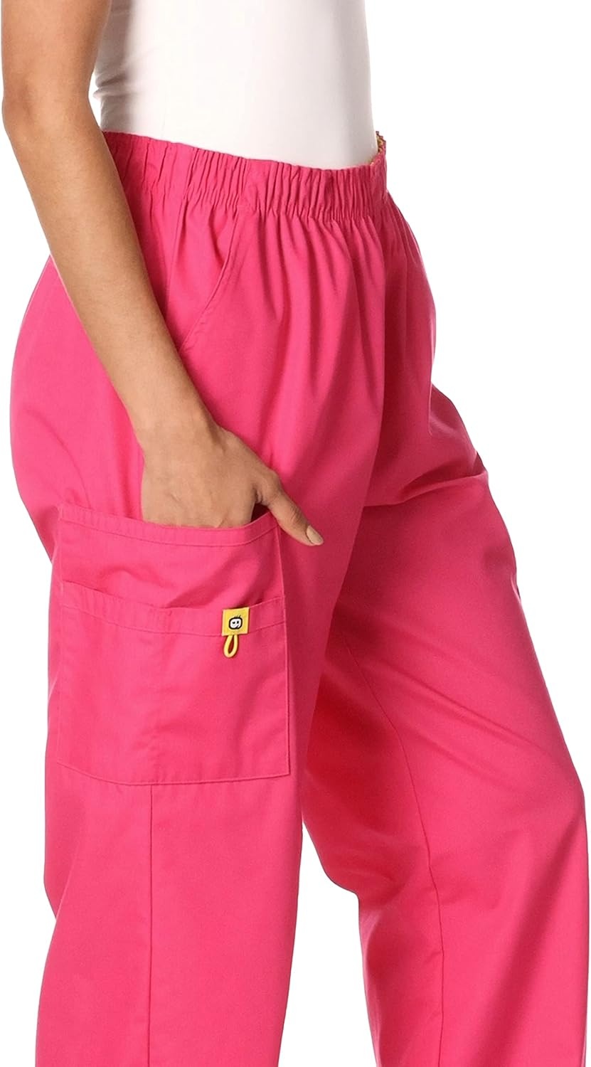 WINK Origins Quebec -Women’s Full Elastic Cargo Scrub Pant(Hot Pink)