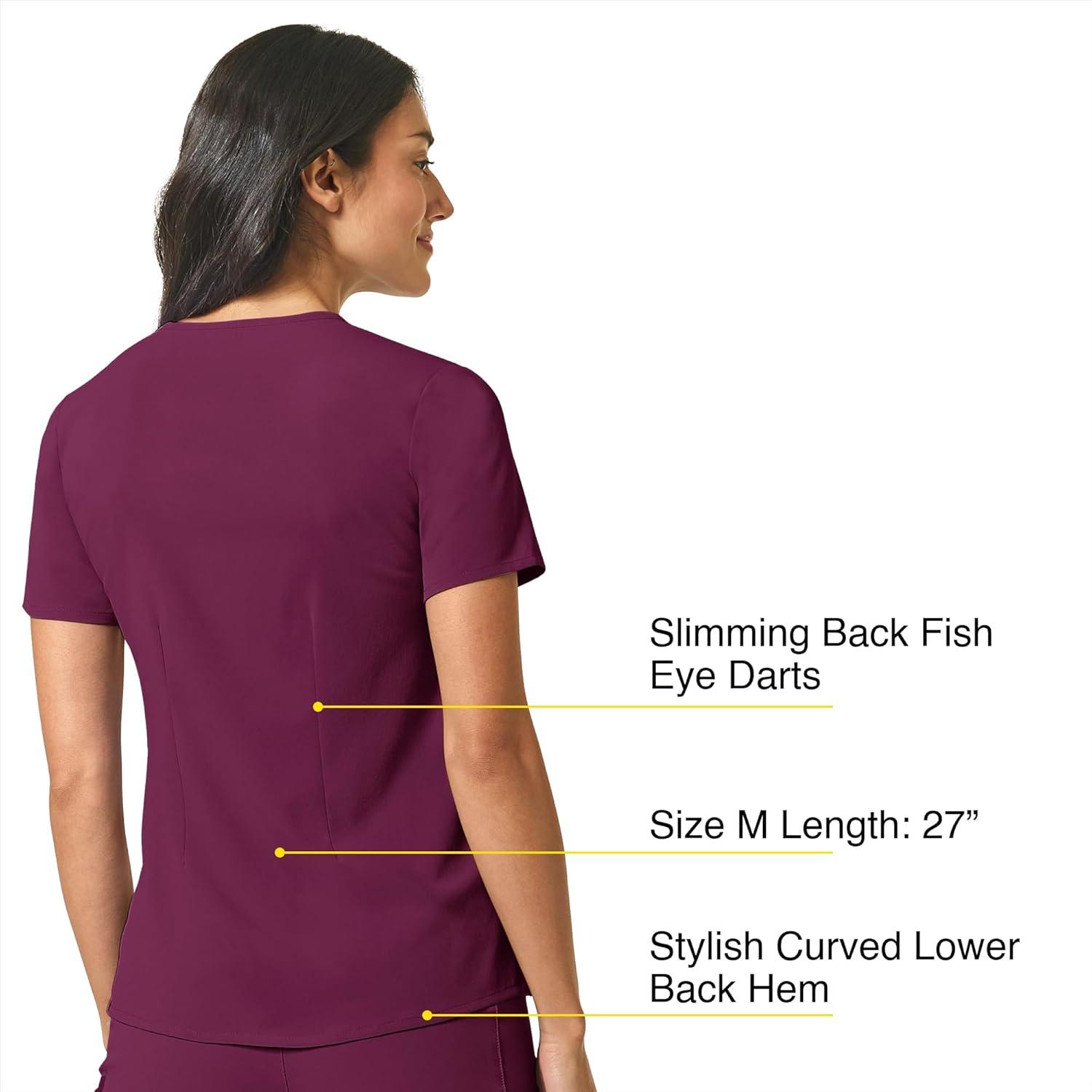 WonderWink Womens Mandarin Collar Tuck-in Top(Wine)
