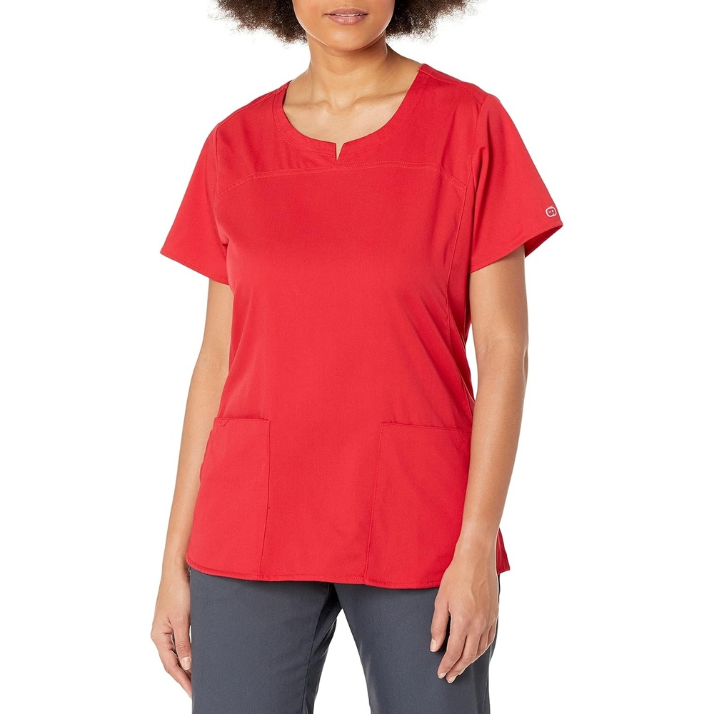 Wink PRO Women’s 4 Pocket Notch Neck Scrub Top(Red)