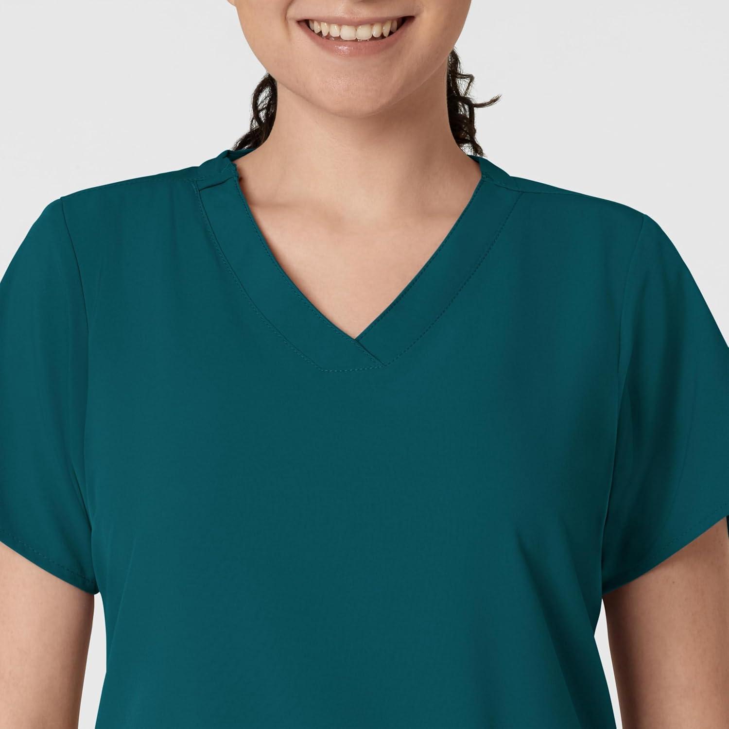 Wink Scrubs for Women, W123, Classic V-Neck Tops with 2 Pockets(Caribbean Blue)