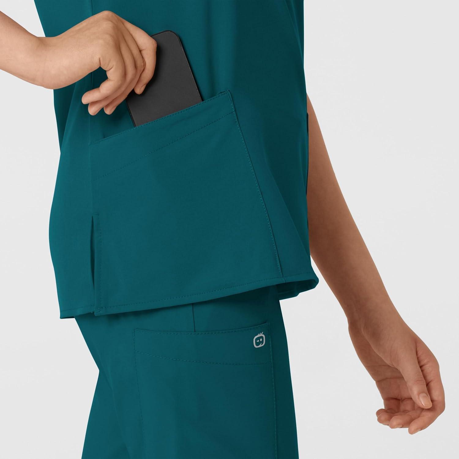 Wink Scrubs for Women, W123, Classic V-Neck Tops with 2 Pockets(Caribbean Blue)